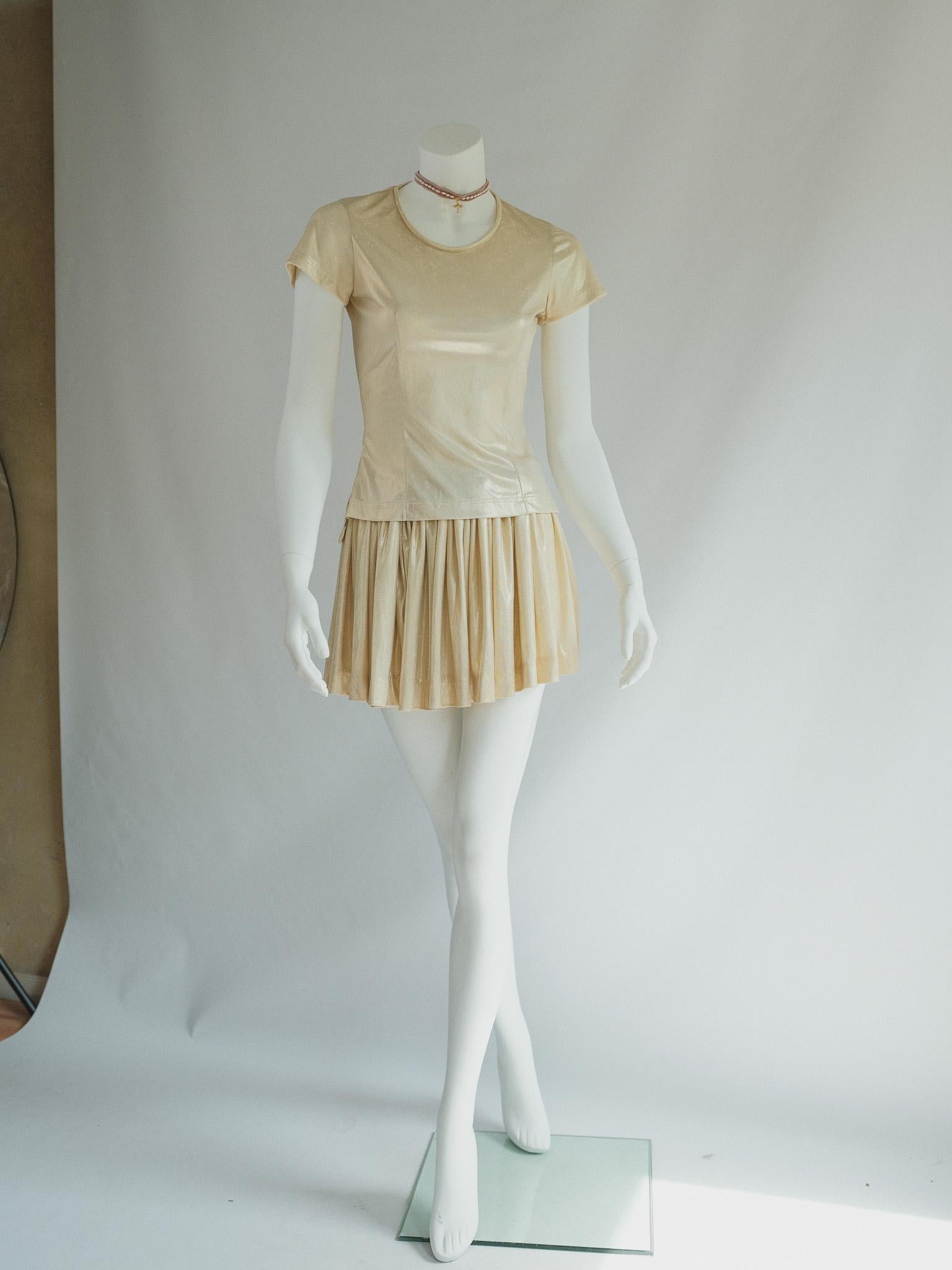 Vivienne Westwood 1988 SS Pagan Collection 80s Gold Mini Skirt Set XS 7