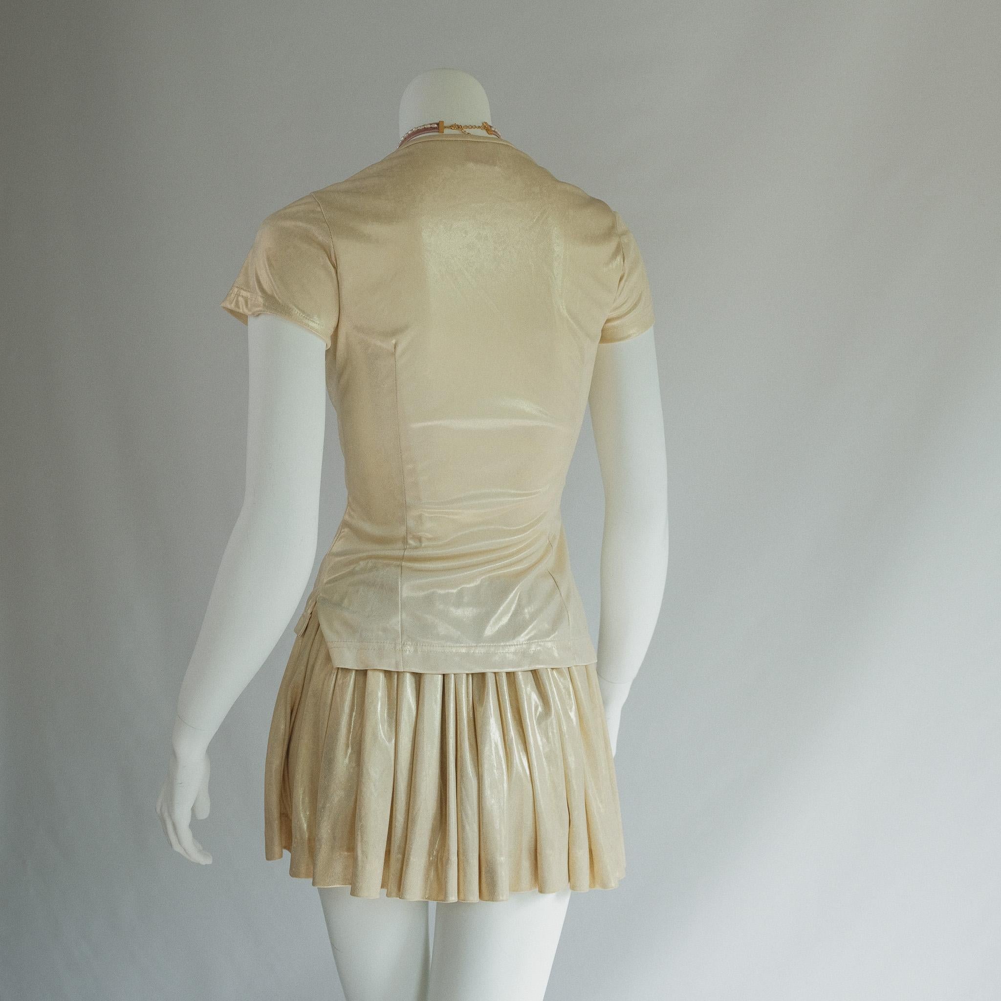 Vivienne Westwood 1988 SS Pagan Collection 80s Gold Mini Skirt Set XS 2