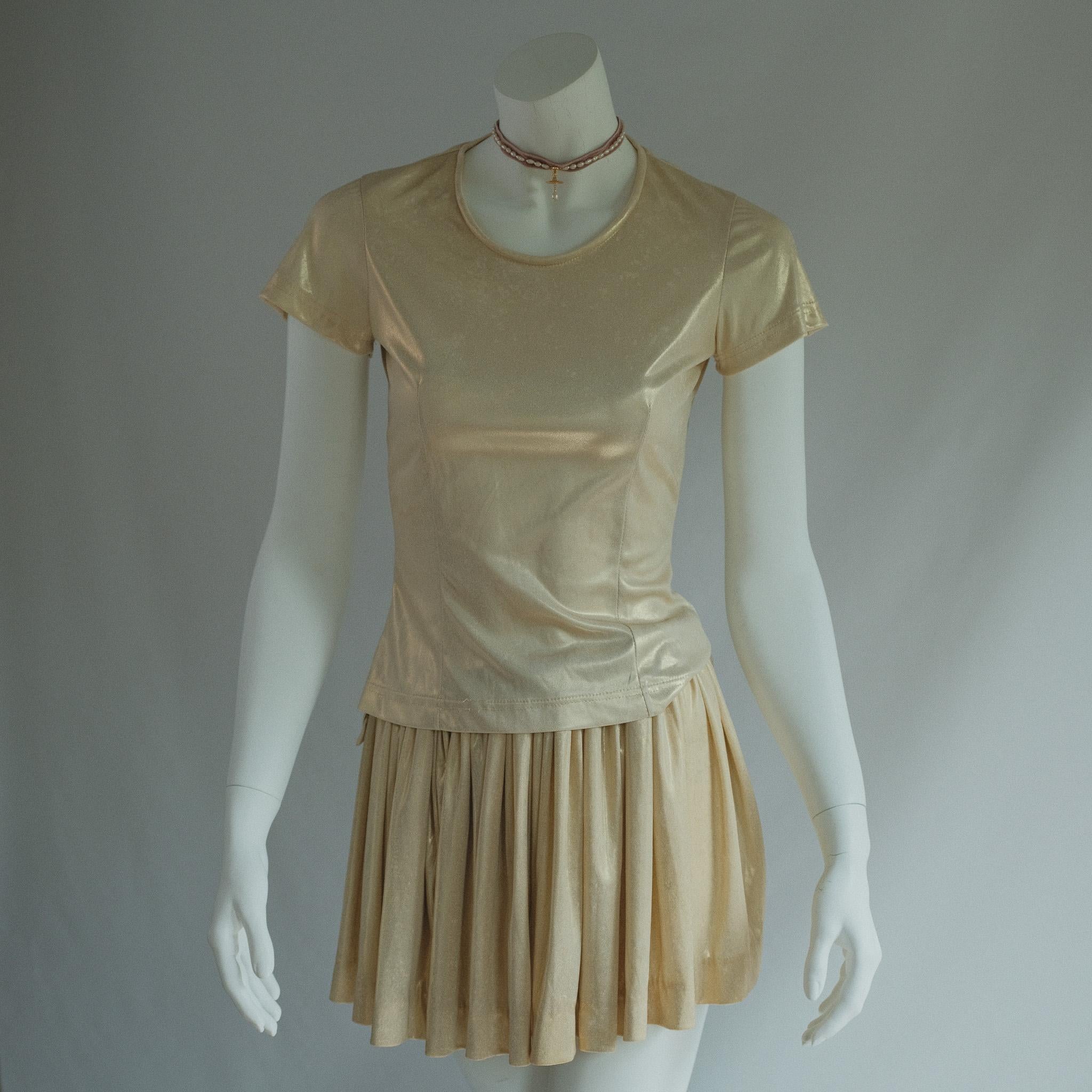 Vivienne Westwood 1988 SS Pagan Collection 80s Gold Mini Skirt Set XS 4