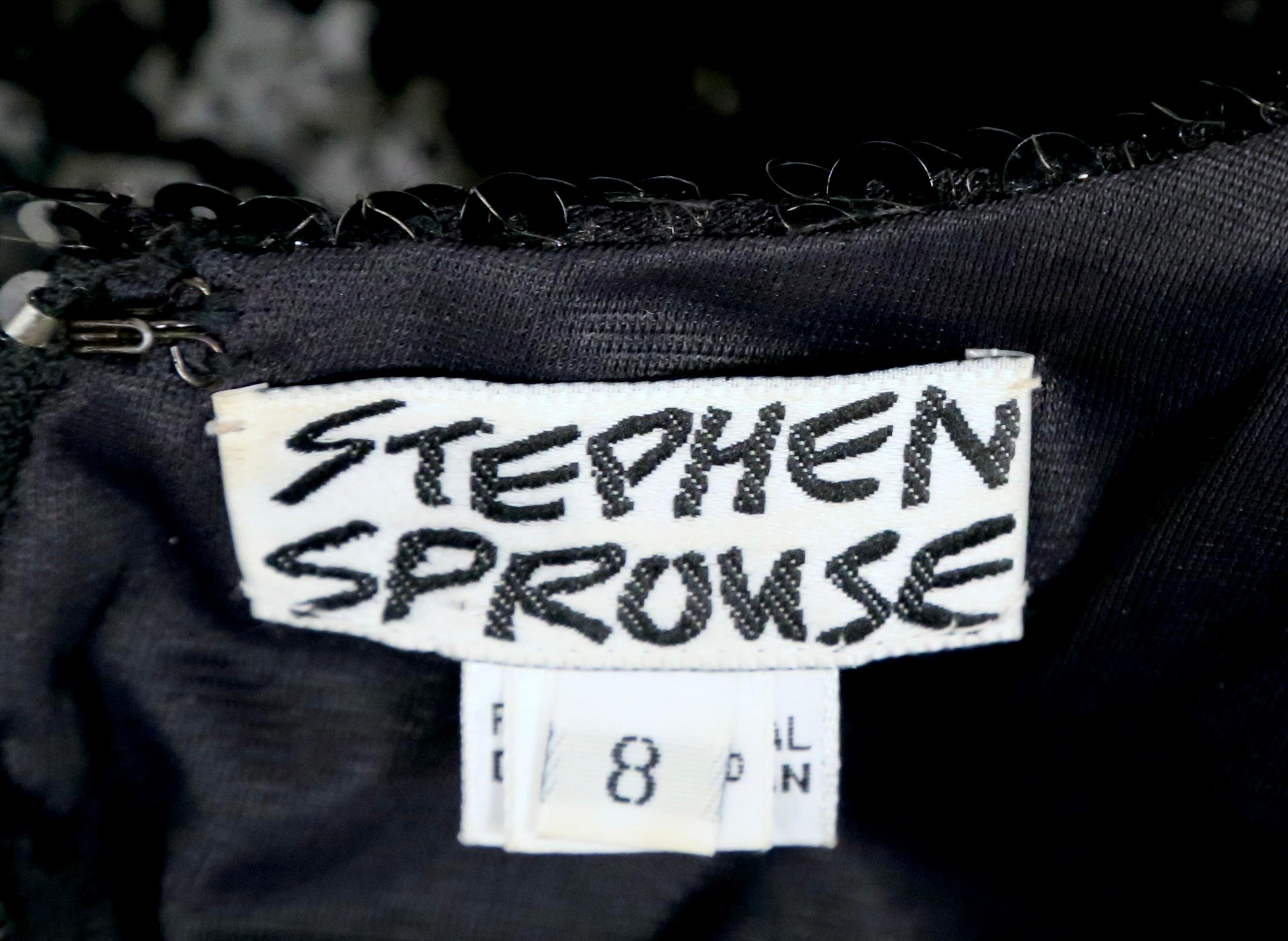 STEPHEN SPROUSE Robe noire à sequins 1988 en vente 3