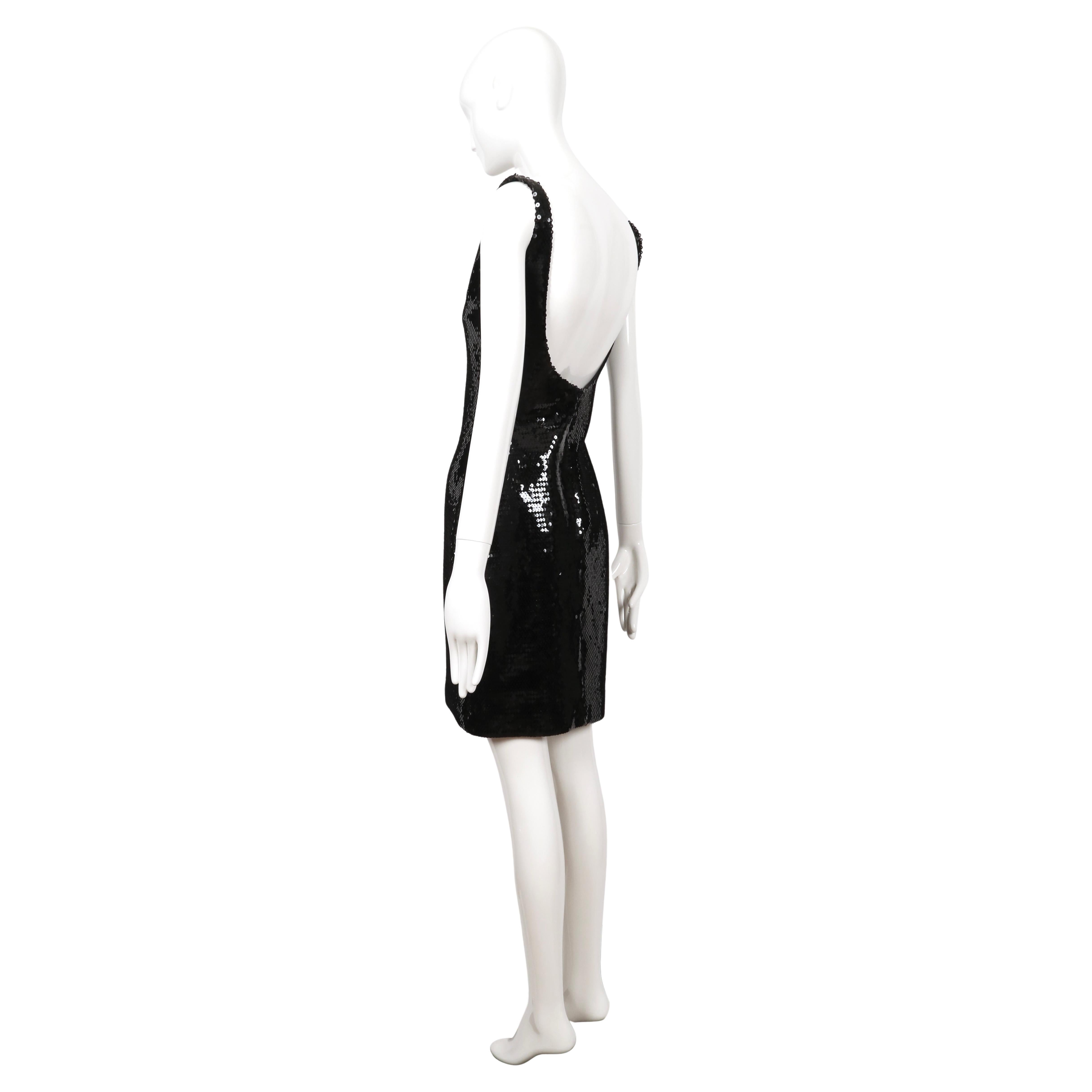 1988 STEPHEN SPROUSE vestido negro de lentejuelas RUNWAY en venta 5