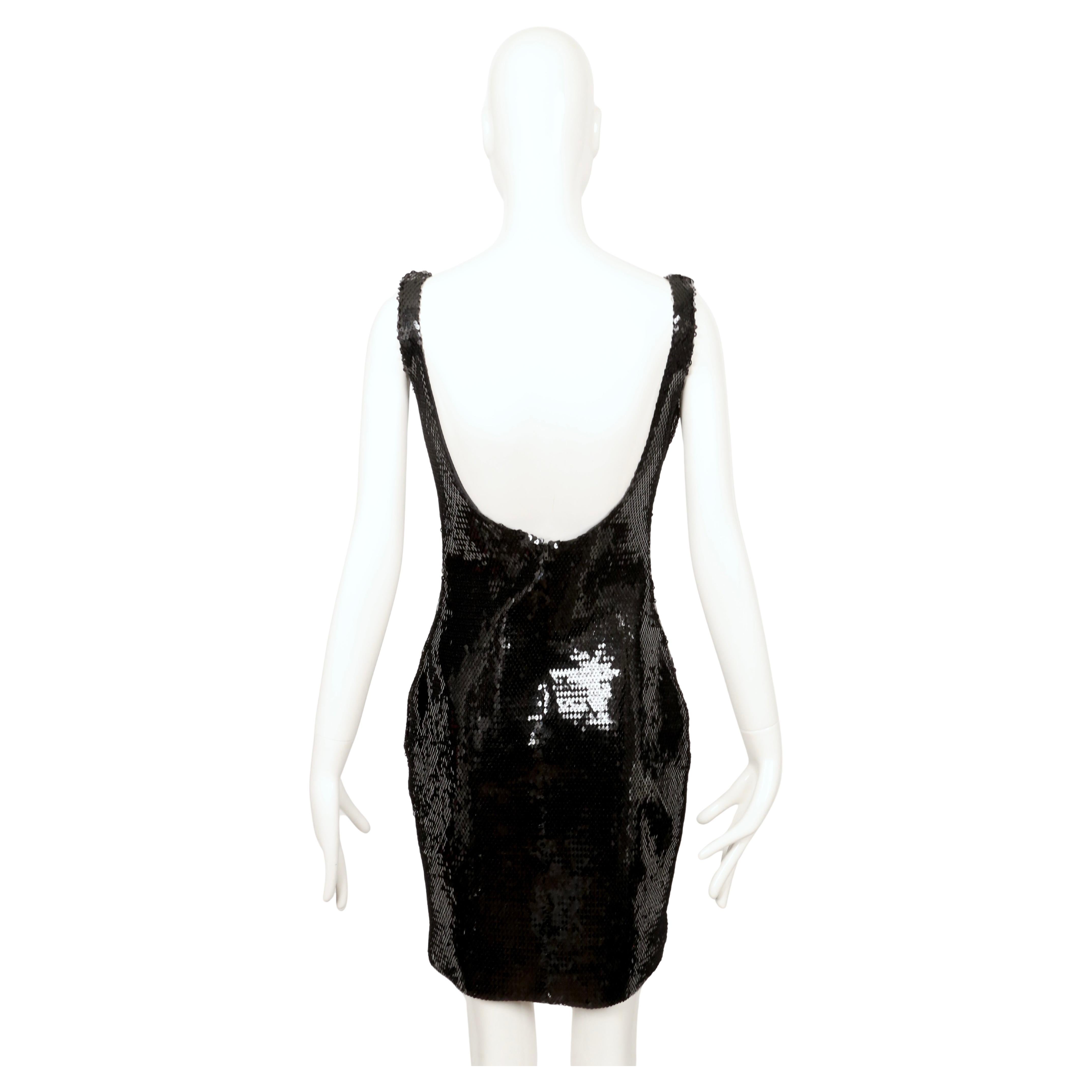 1988 STEPHEN SPROUSE vestido negro de lentejuelas RUNWAY en venta 6