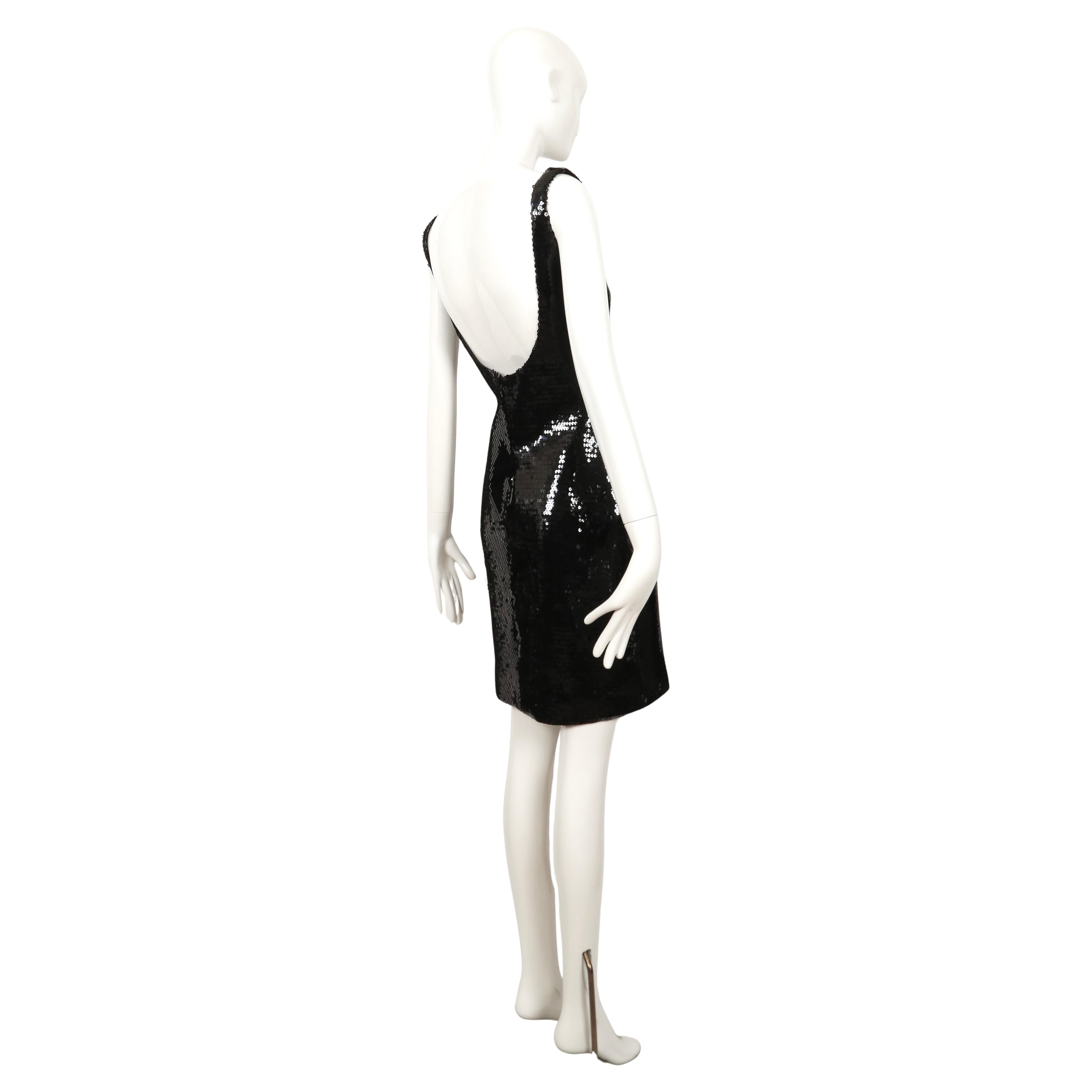 1988 STEPHEN SPROUSE vestido negro de lentejuelas RUNWAY en venta 2