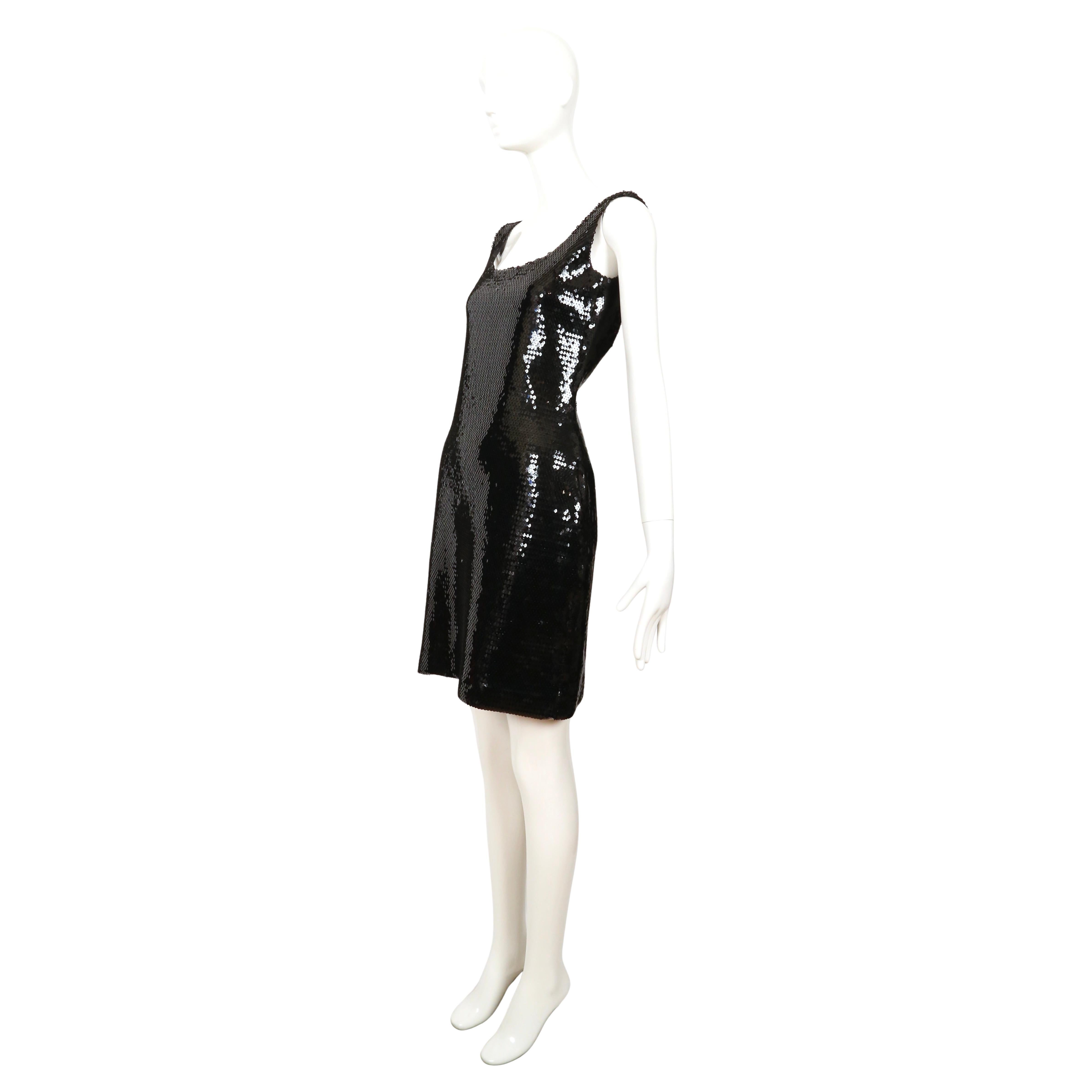 1988 STEPHEN SPROUSE vestido negro de lentejuelas RUNWAY en venta 3