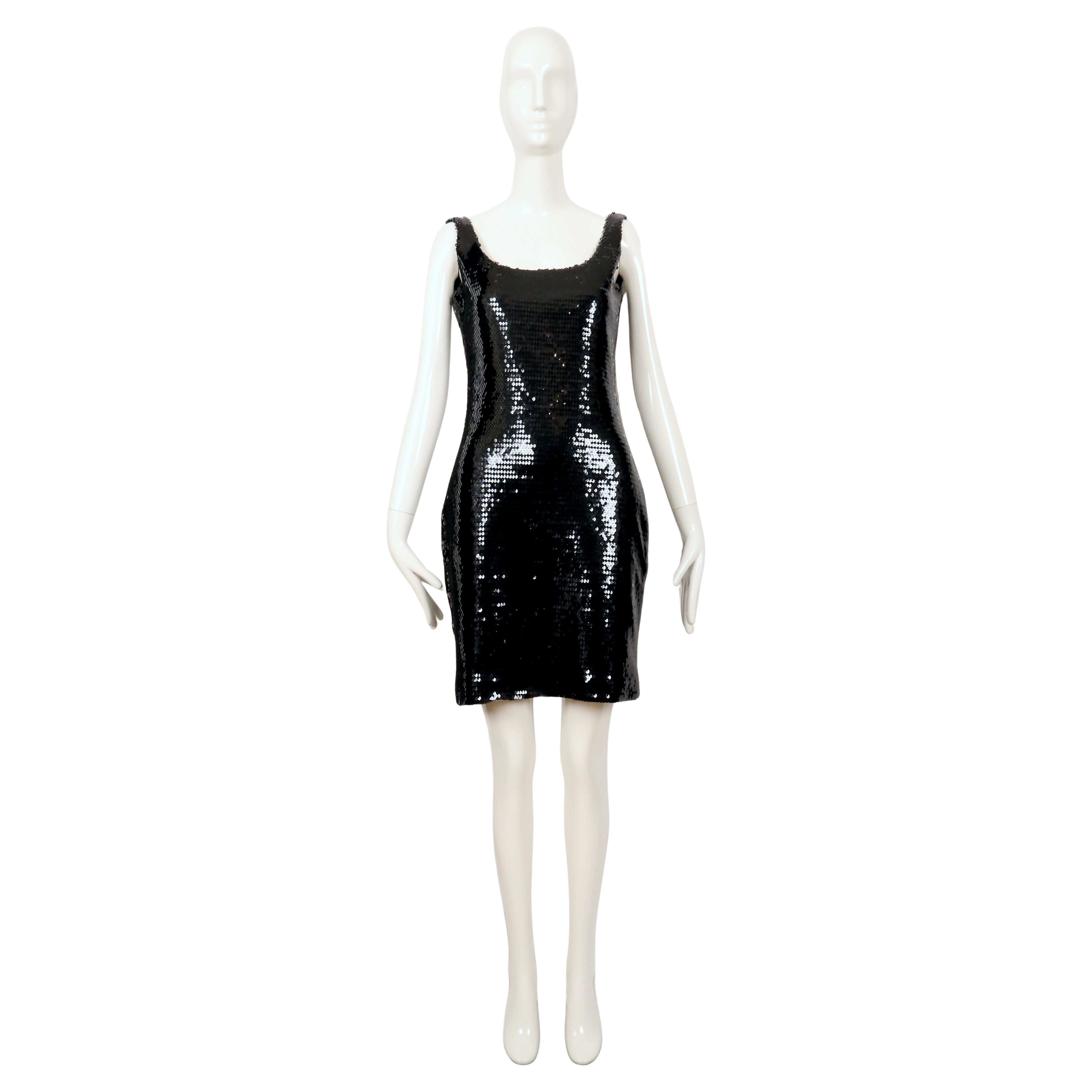 1988 STEPHEN SPROUSE vestido negro de lentejuelas RUNWAY en venta