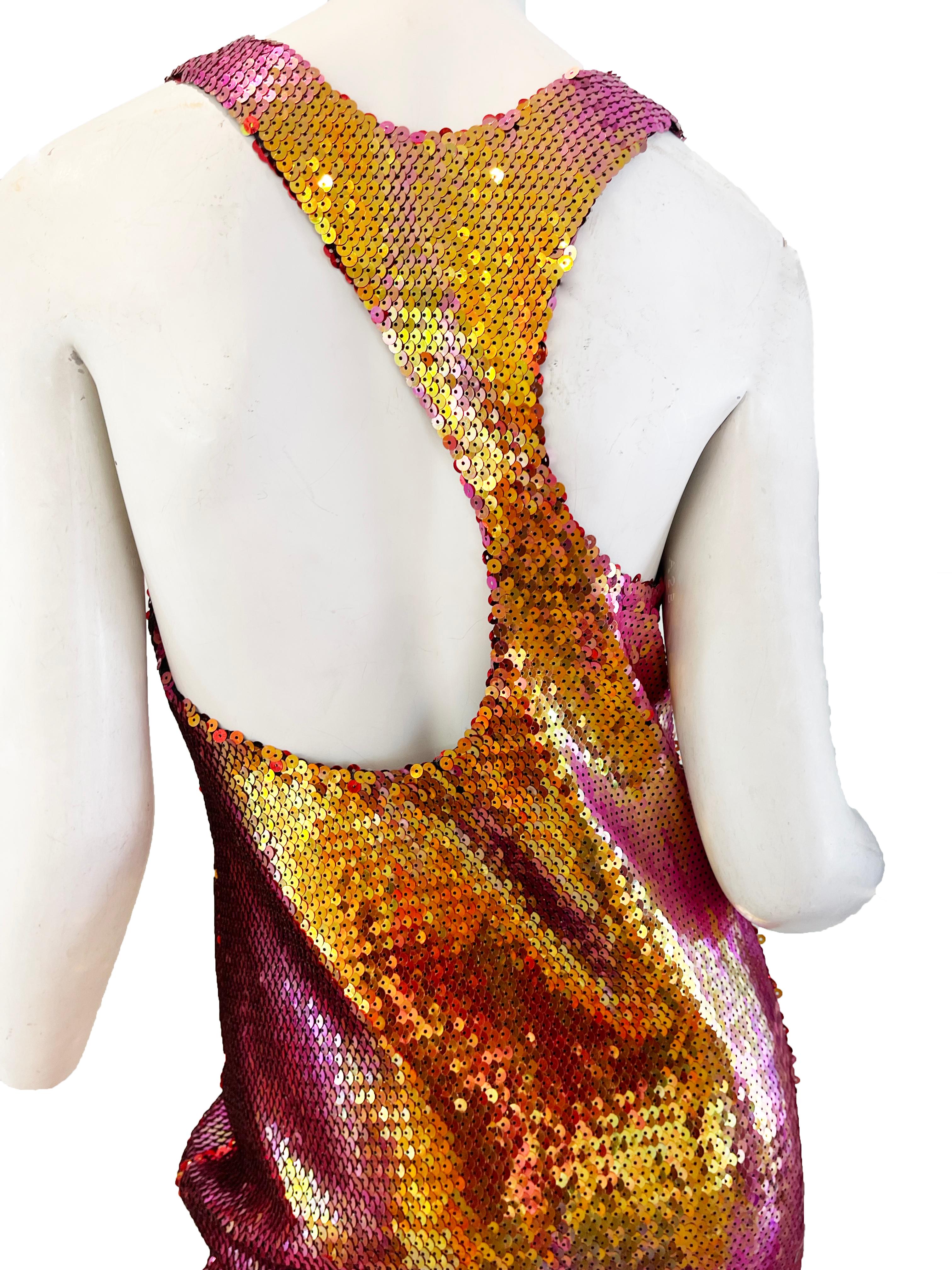 1988 Stephen Sprouse Pailletten-Kleid  im Zustand „Hervorragend“ im Angebot in Austin, TX