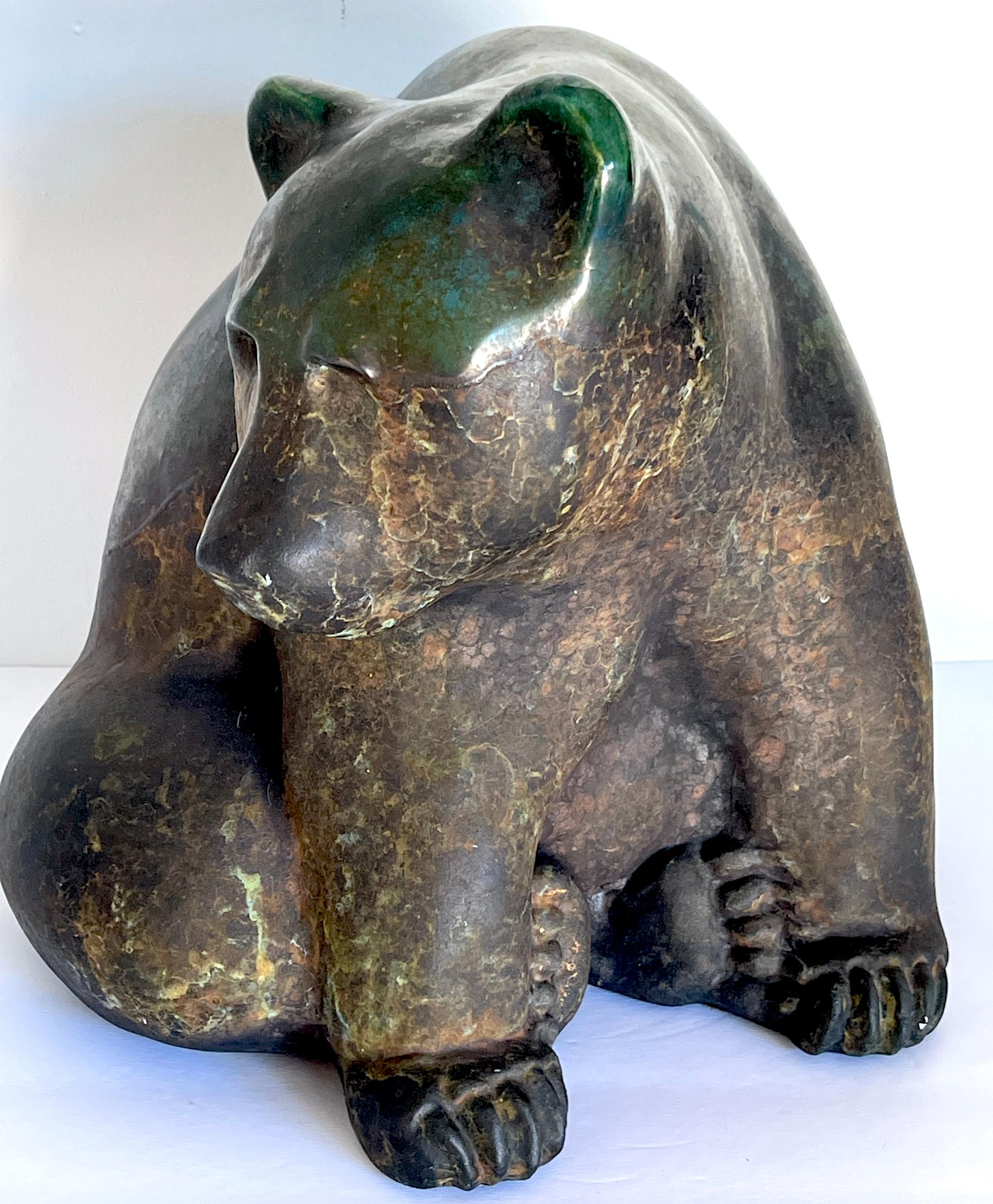 Mid-Century Modern 1988 Tony Evans Raku Big Bear Sculpture  For Sale