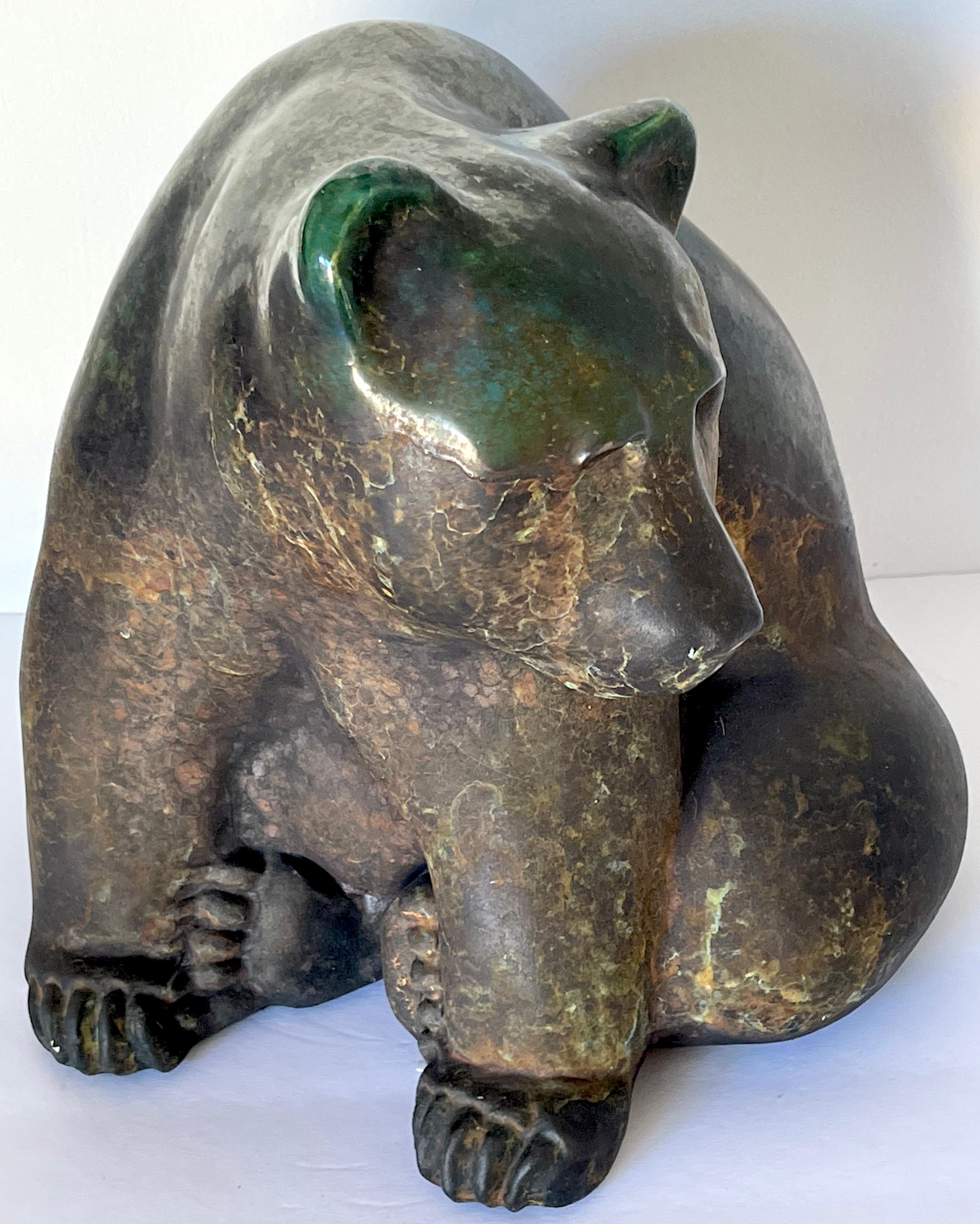 Américain 1988 Tony Evans Raku Big Bear Sculpture  en vente