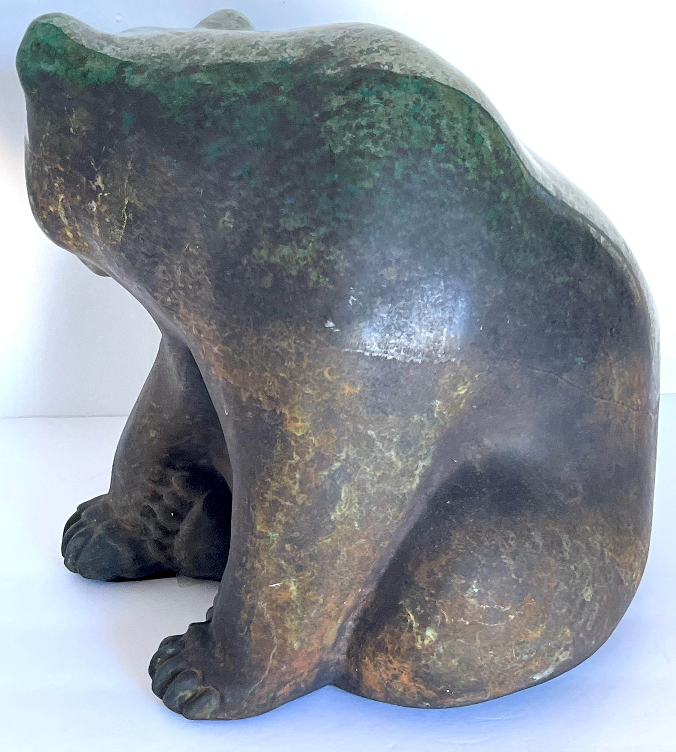 Glazed 1988 Tony Evans Raku Big Bear Sculpture  For Sale