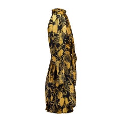 1988 Ungaro Documented Silk Gold and Black Floral Dress