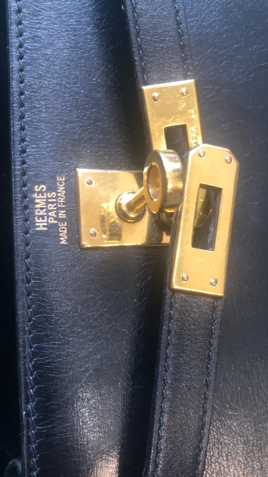 Women's or Men's 1988 Vintage Hermes Mini Kelly 20 Handbag in Black box leather