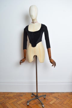 1988 Vivienne Westwood Black Velvet and Jersey long sleeve corset - Bustier