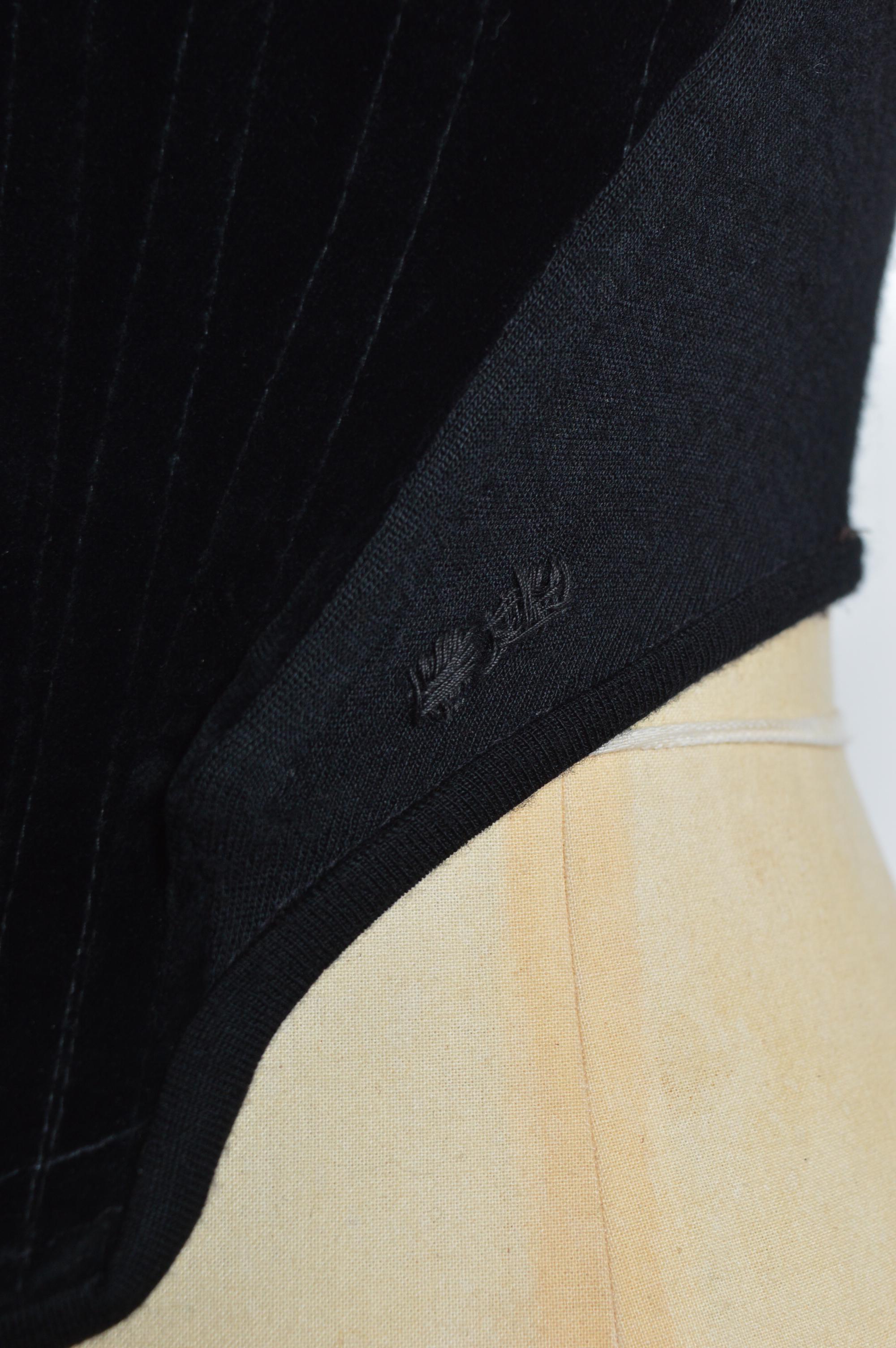 Women's 1988 Vivienne Westwood Black Velvet and Jersey long sleeve corset - Bustier For Sale