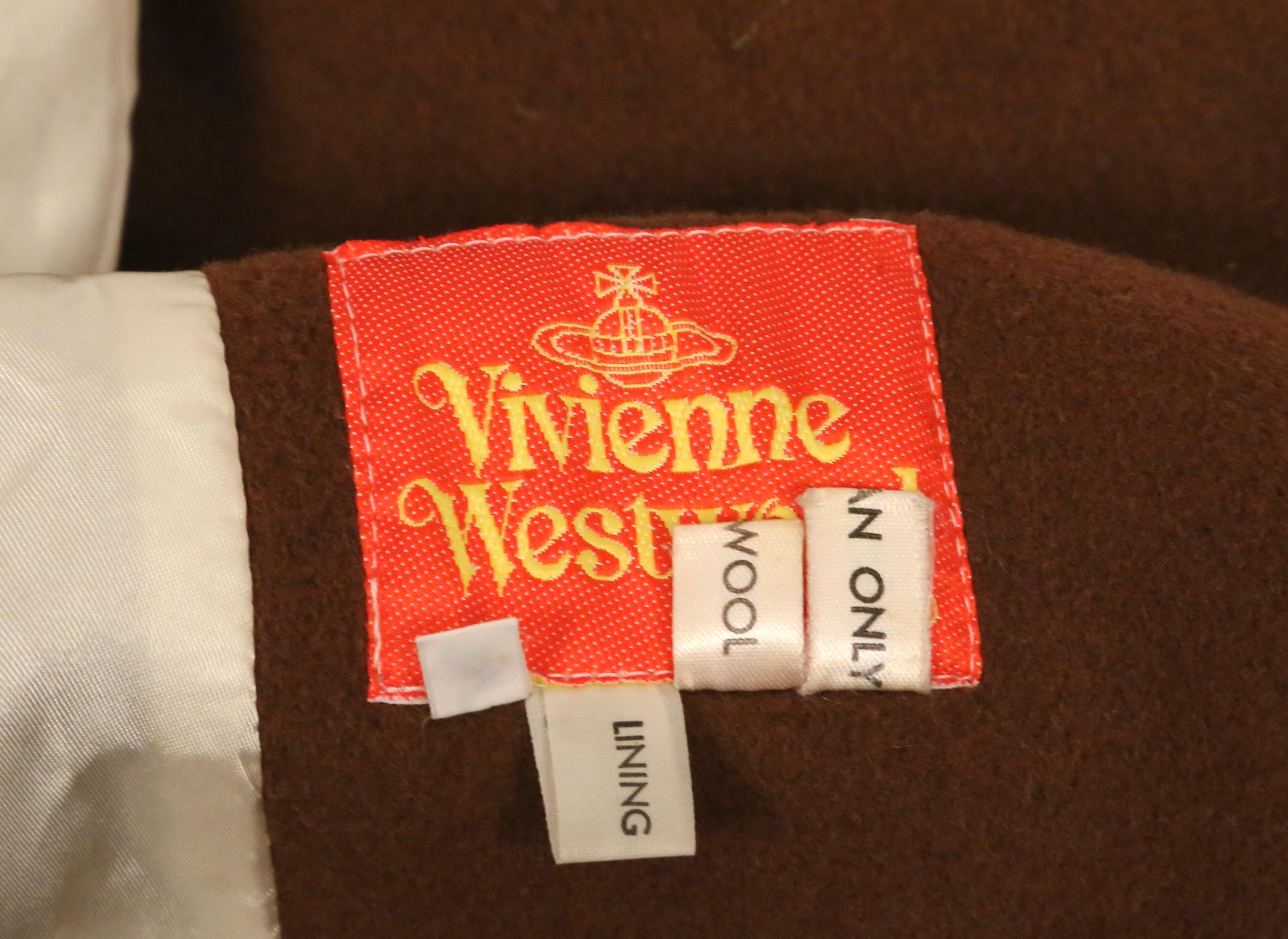 1988 VIVIENNE WESTWOOD 'Time Machine'  cinnabar brown wool coat For Sale 4
