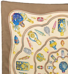 1988s Hermes Brown Qu importe le flacon by C Baschet Silk Scarf