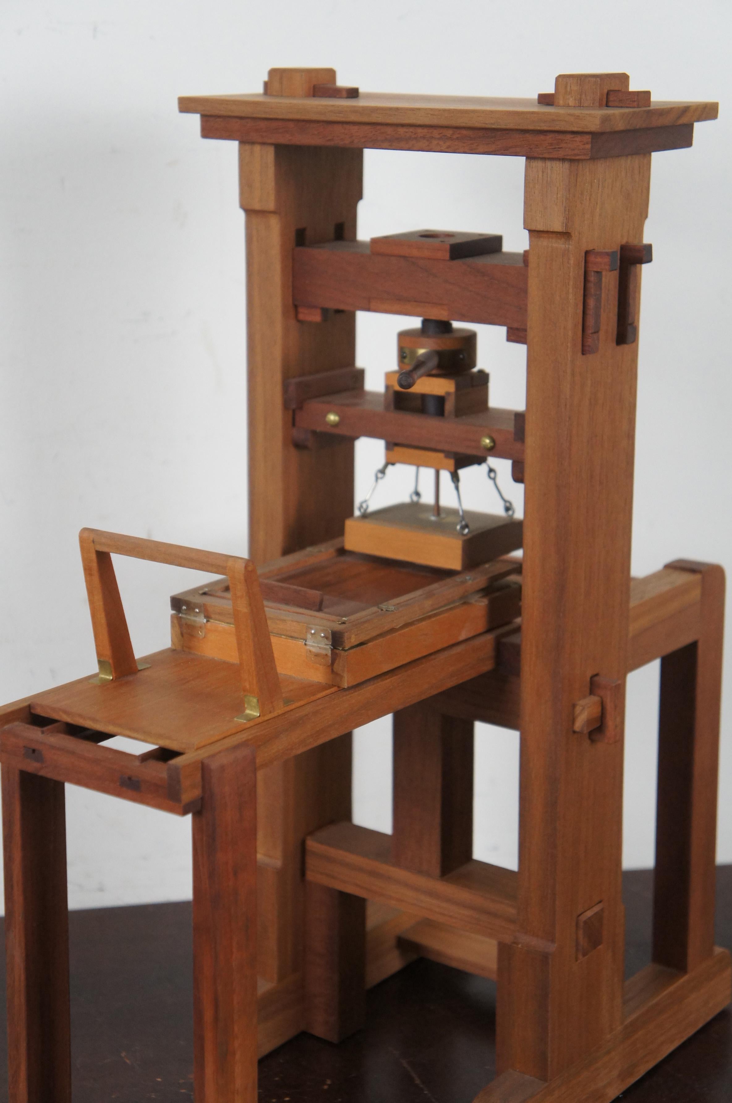 1989 1/4 Scale Gutenberg Model Printing Press Miniature Lewis McClure 3
