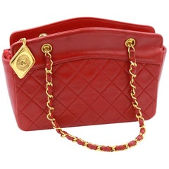 1989-1990 Vintage Mini Chanel Red Lambskin Quilted Bag 1989-1990 Vintage Mini Chanel Red Lambskin Quilted Bag