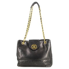 1989-1991 Chanel Black Leather Handbag