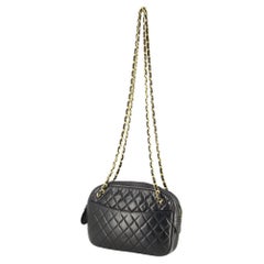 1989-1991 Chanel Black Leather Shoulder Bag 