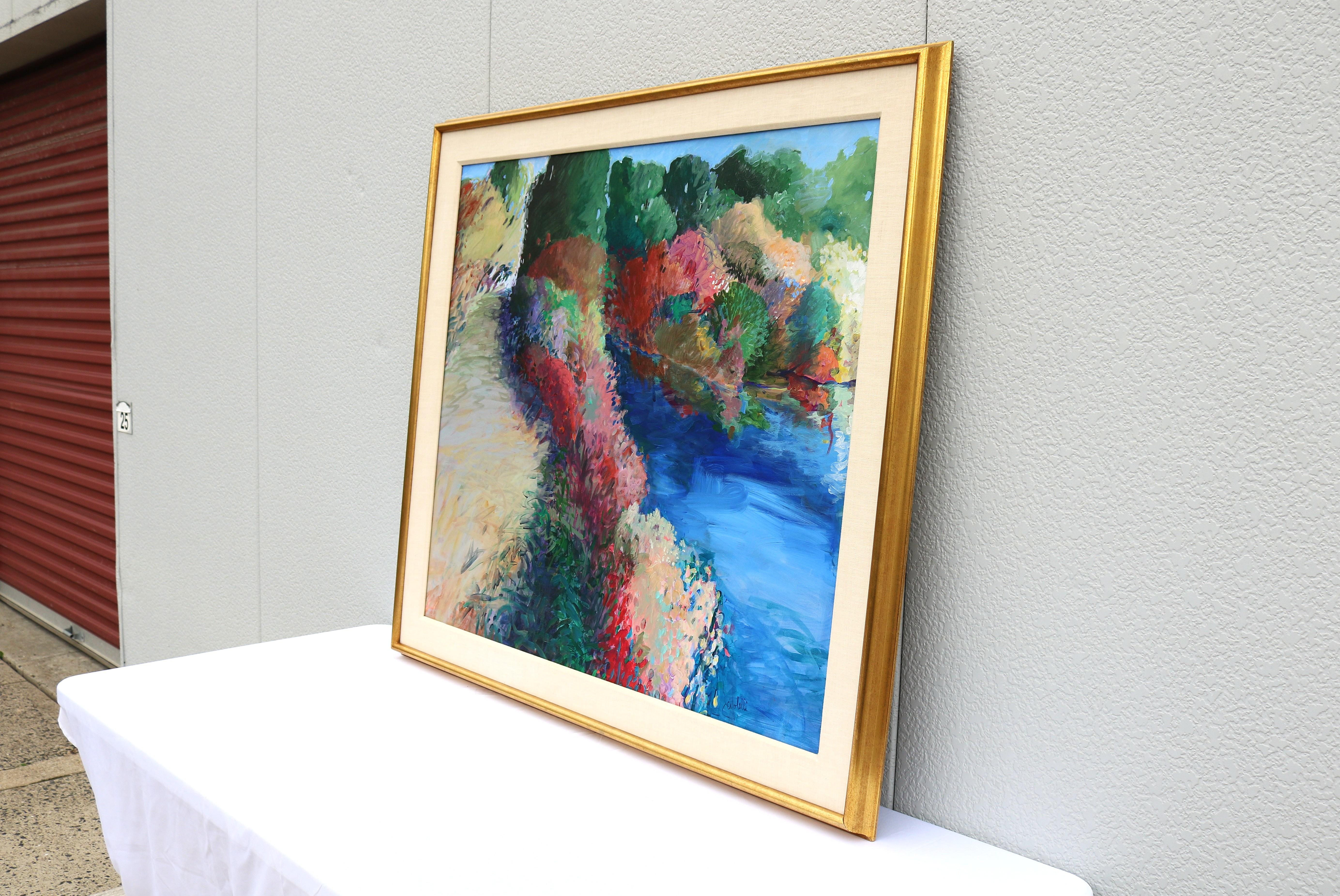 Late 20th Century 1989 Alberta Cifolelli the Way Landscape Painting Acrylic on Linen One-of-a-Kind For Sale