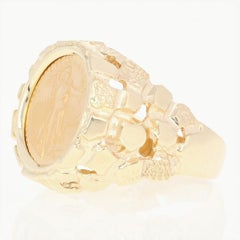 1989 American Eagle $5 Coin Ring, 14k and 22 Karat Gold 1/10 oz. Nugget Texture