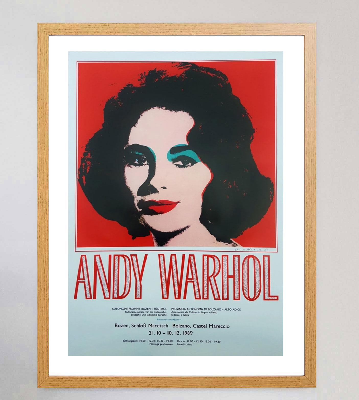 Italian 1989 Andy Warhol - Liz Taylor Castel Mereccio Original Vintage Poster For Sale