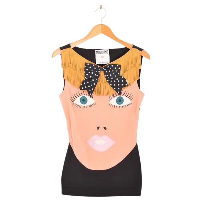 1989 Archival Moschino Couture 'Blow Up Doll' Appliqué Vest Top For Sale