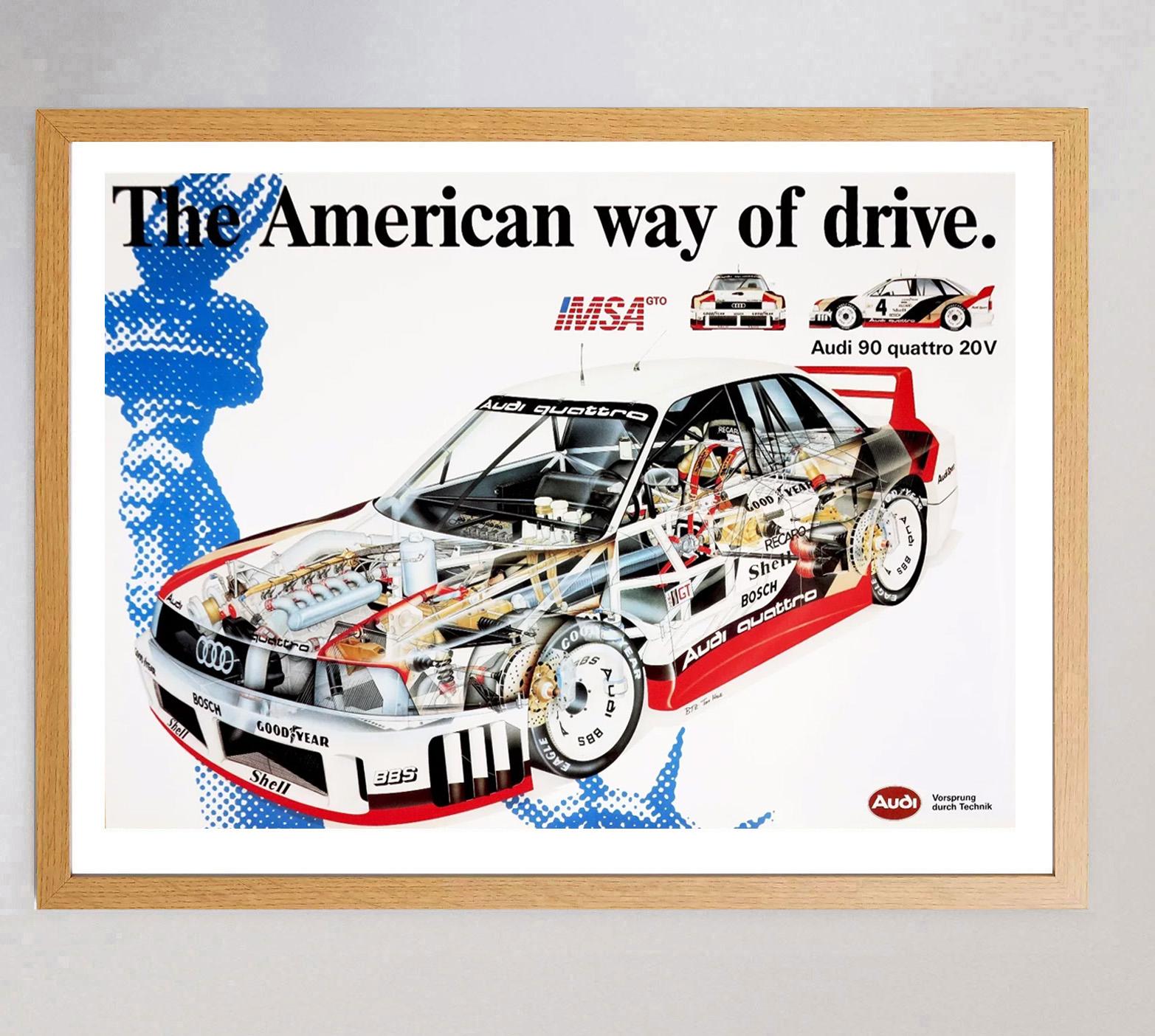 Tedesco 1989 Audi IMSA 90 - The American Way of Drive Poster originale d'epoca in vendita
