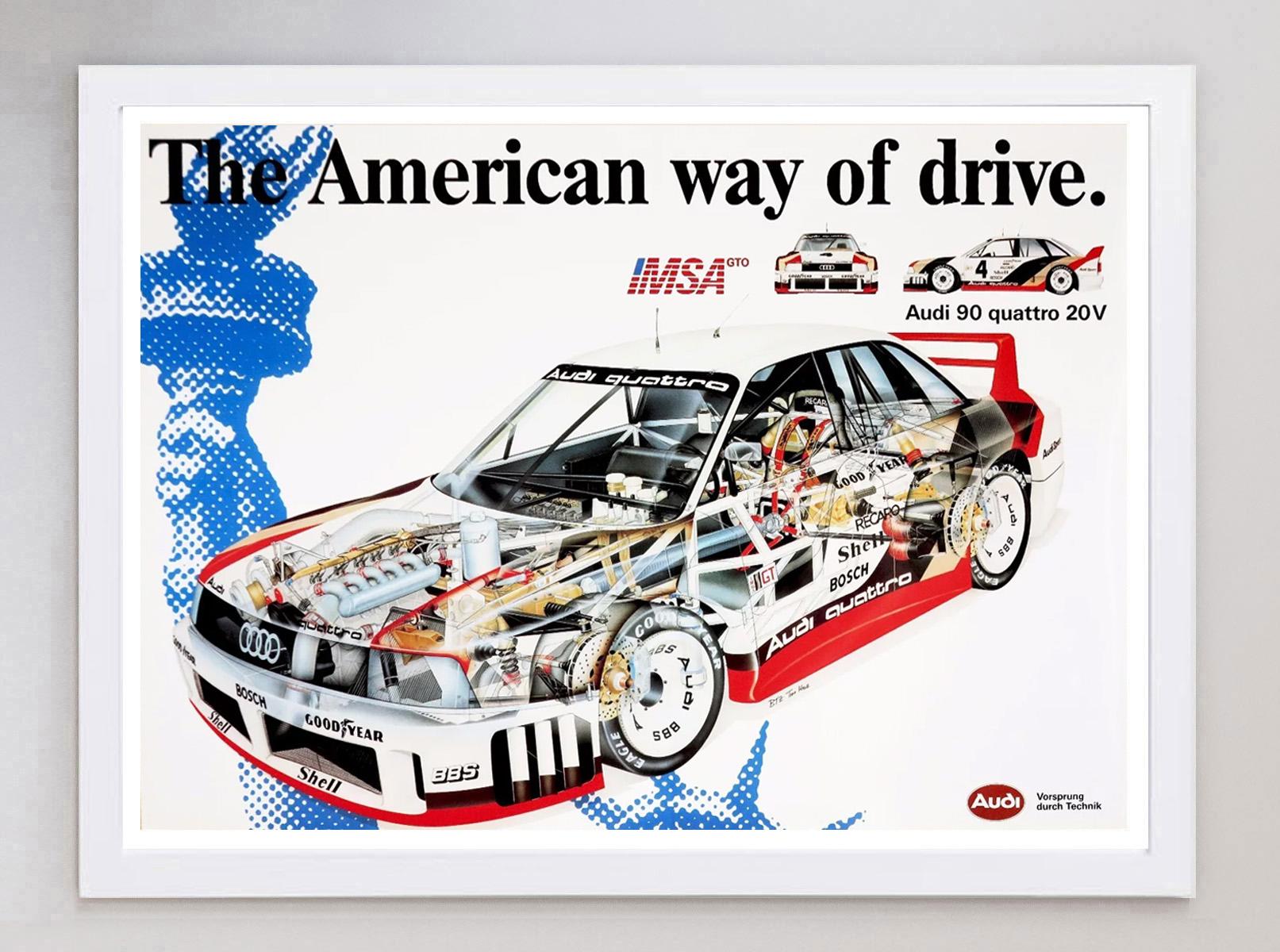 1989 Audi IMSA 90 - The American Way of Drive Poster originale d'epoca In condizioni buone in vendita a Winchester, GB