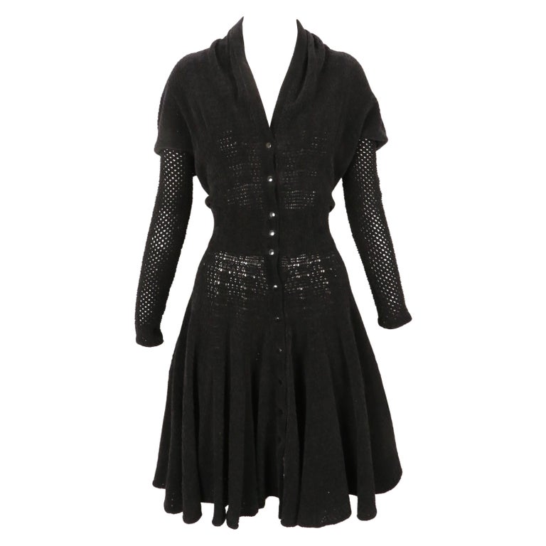 1989 AZZEDINE ALAIA black chenille RUNWAY dress For Sale at 1stDibs