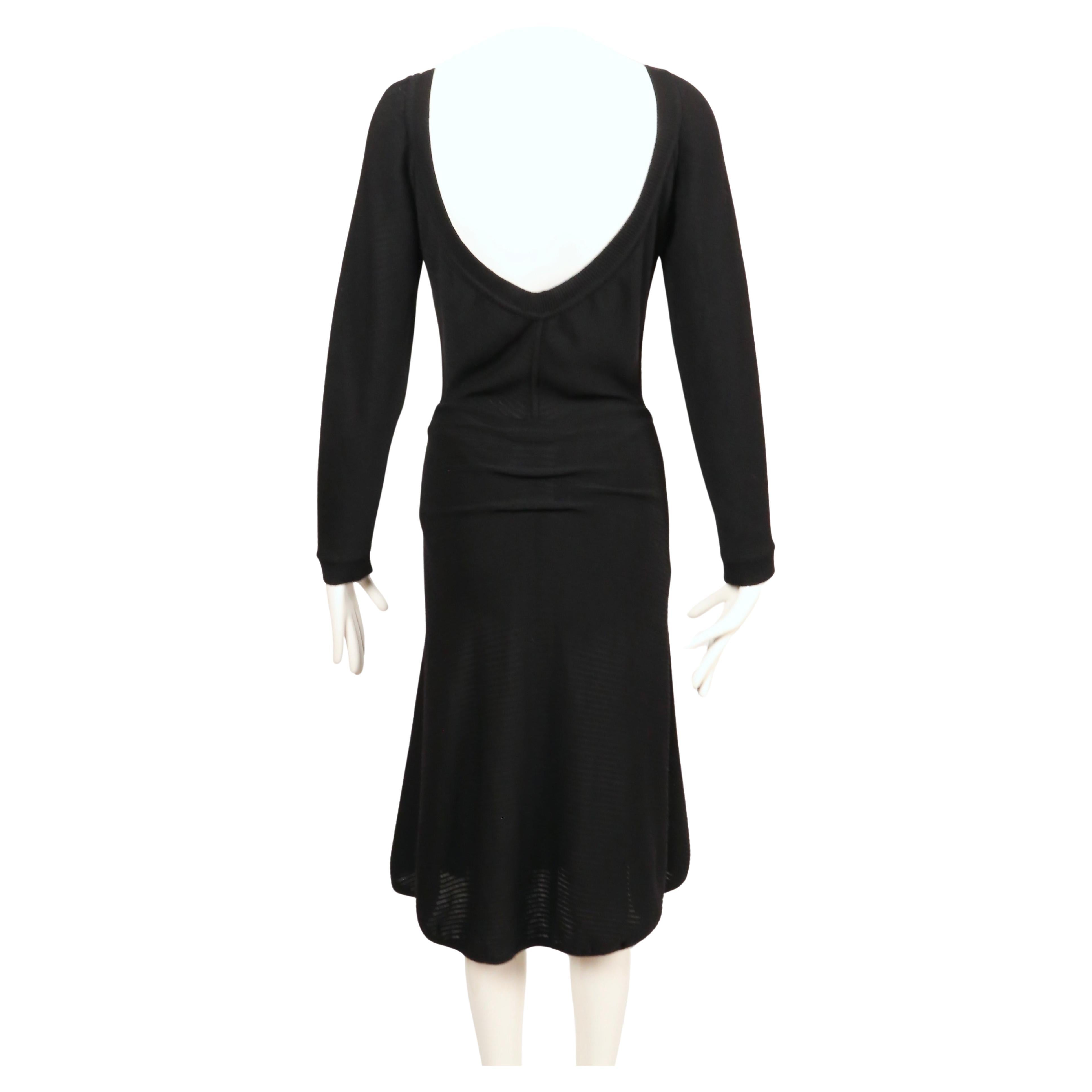 1989 AZZEDINE ALAIA semi-sheer black ribbed dress with ruched back For Sale 5