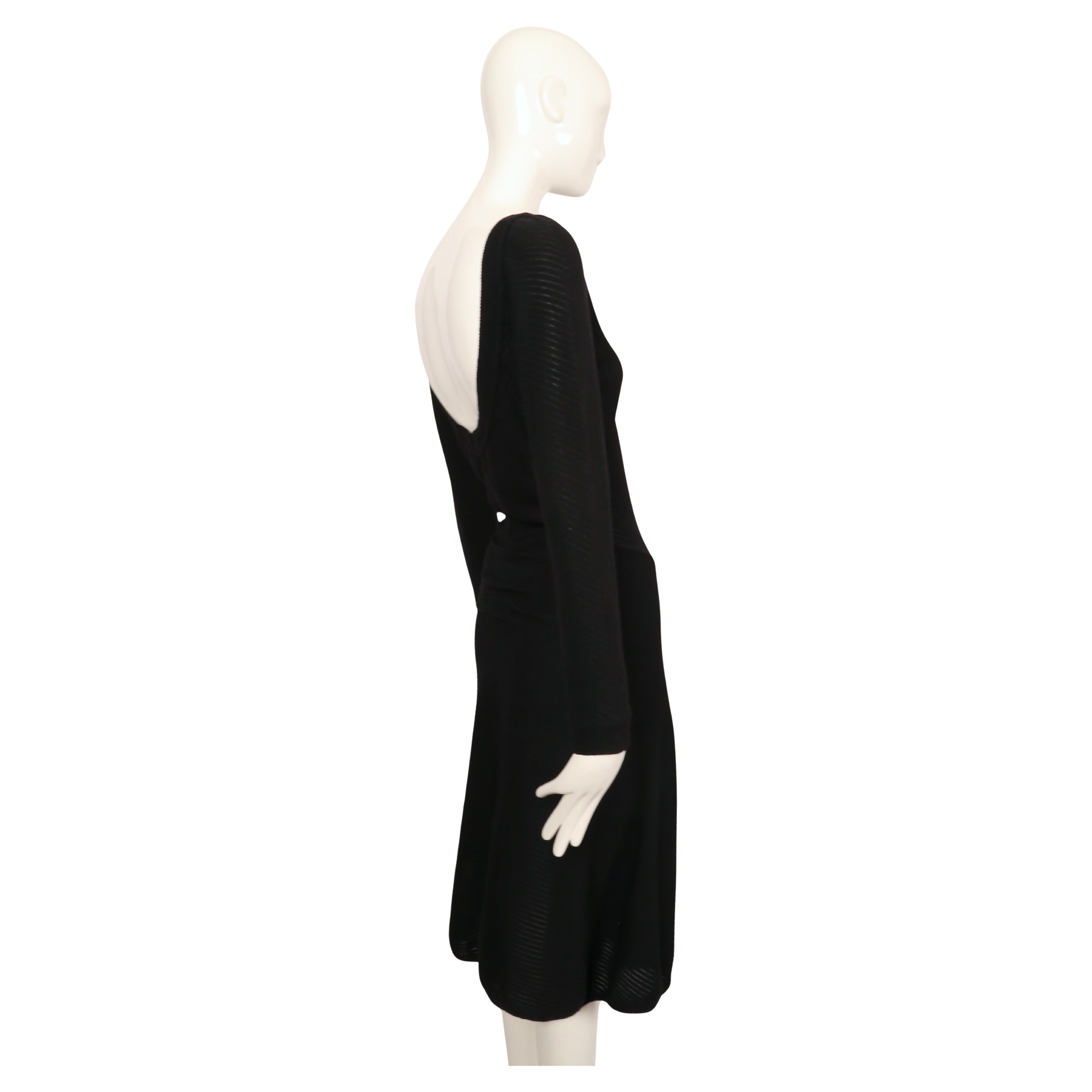 Women's or Men's 1989 AZZEDINE ALAIA semi-sheer black ribbed dress with ruched back For Sale