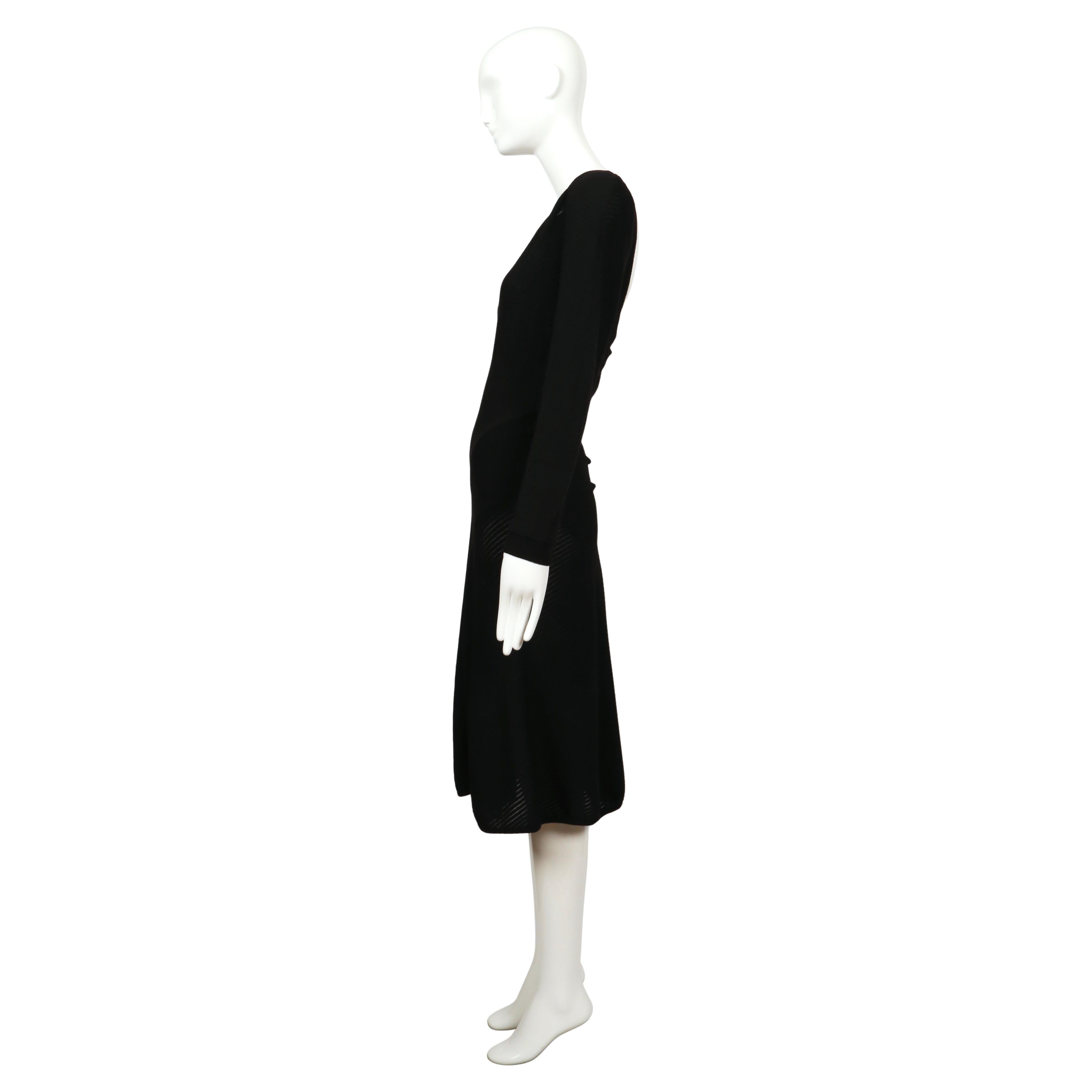 1989 AZZEDINE ALAIA semi-sheer black ribbed dress with ruched back For Sale 1