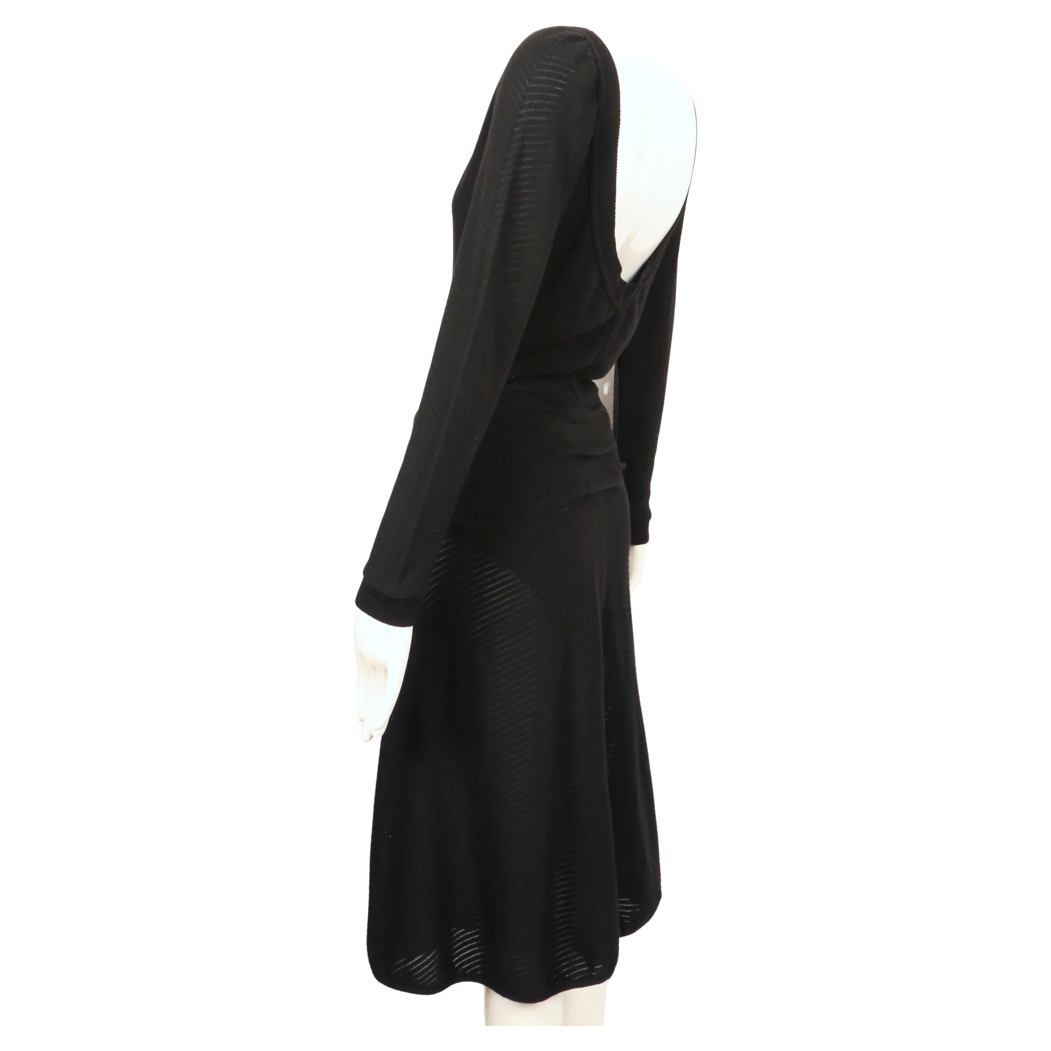 1989 AZZEDINE ALAIA semi-sheer black ribbed dress with ruched back For Sale 2