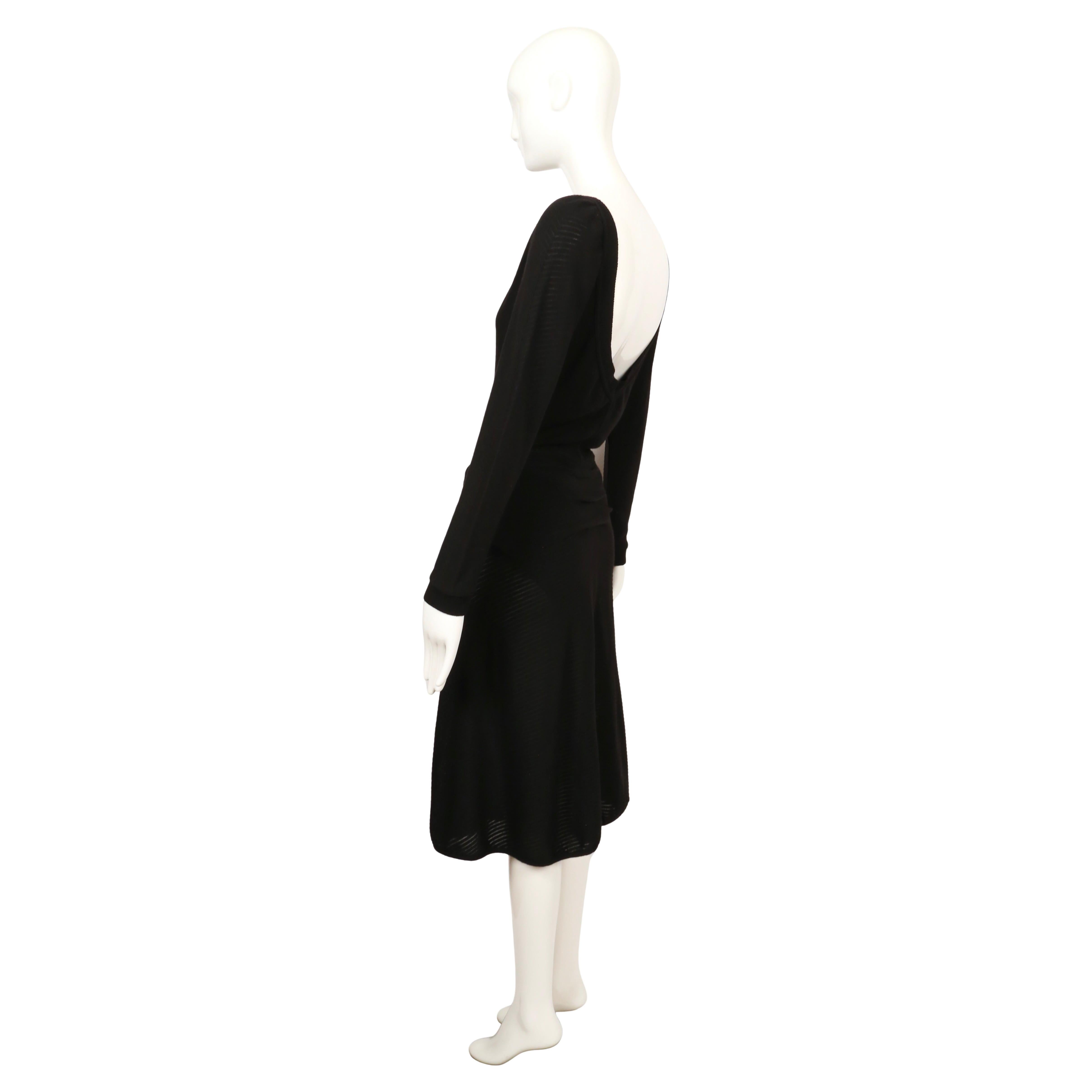 1989 AZZEDINE ALAIA semi-sheer black ribbed dress with ruched back For Sale 3