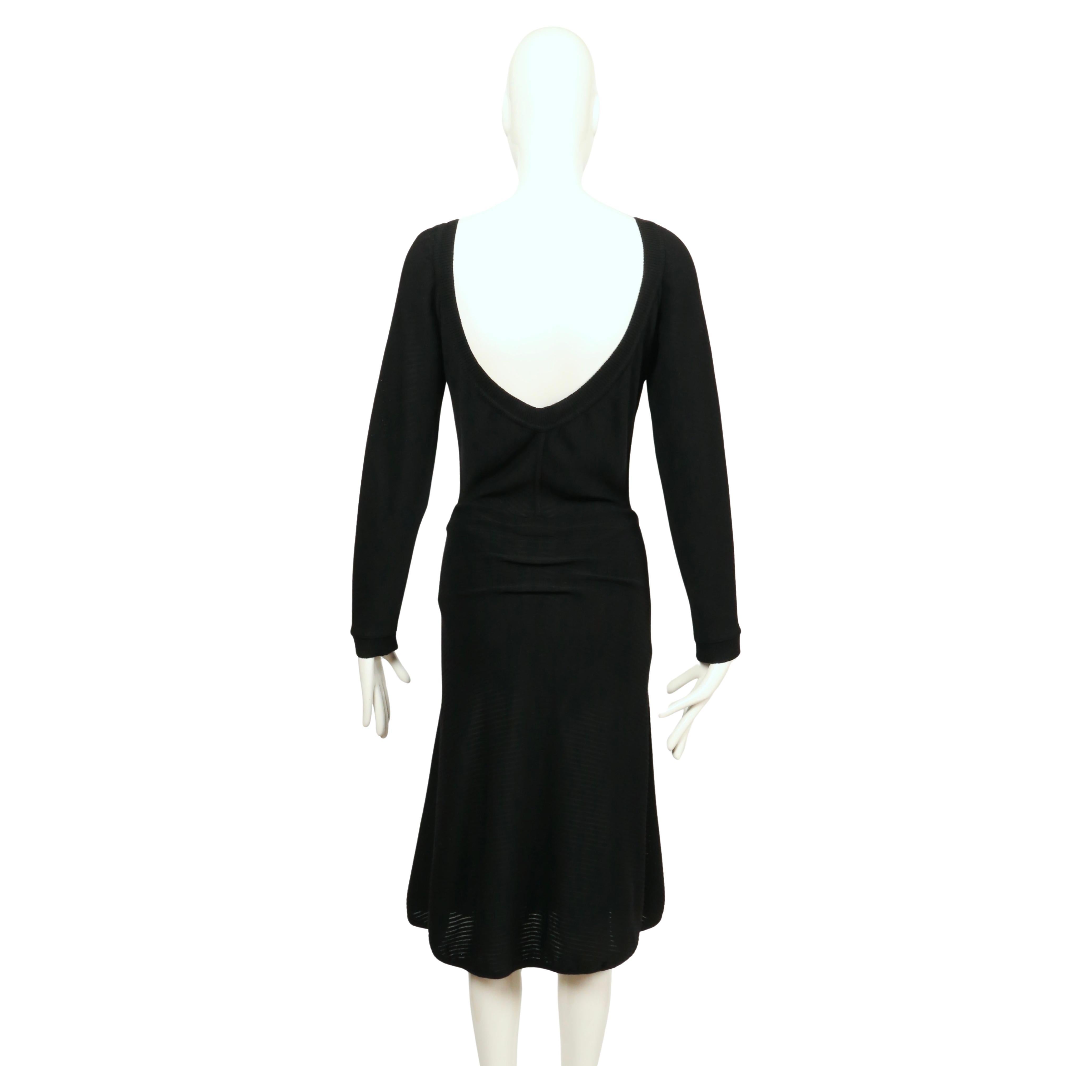 1989 AZZEDINE ALAIA semi-sheer black ribbed dress with ruched back For Sale 4