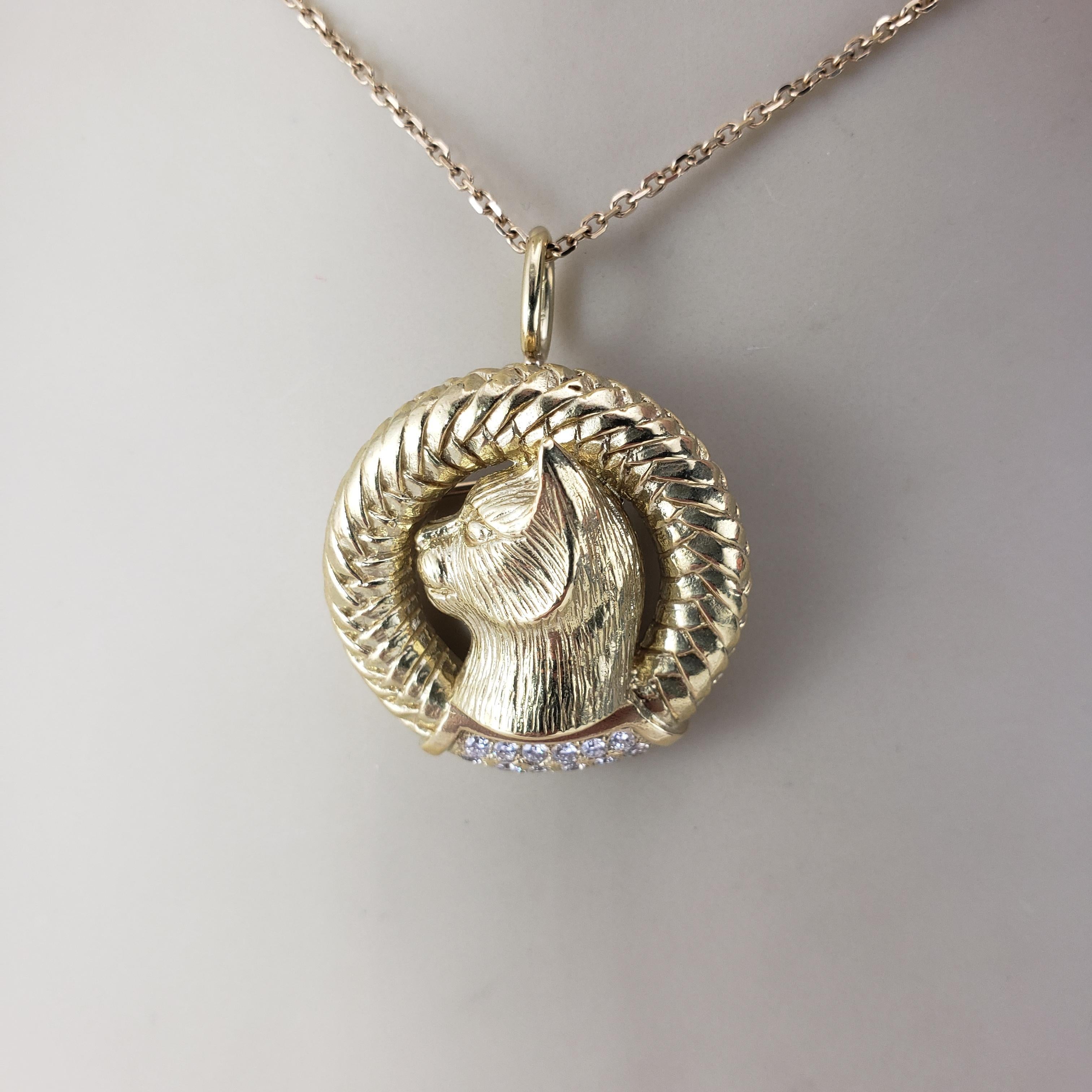 1989 Barry Kieselstein-Cord 18K Yellow Gold Diamond Cat Brooch/Pendant #21378 1