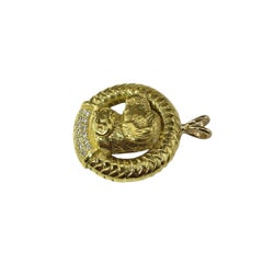 1989 Barry Kieselstein-Cord 18K Yellow Gold Diamond Labrador Dog Pendant #21374