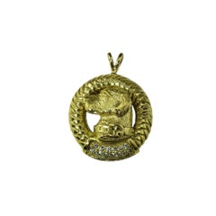 1989 Barry Kieselstein-Cord 18K Yellow Gold Diamond Labrador Dog Pendant #21374
