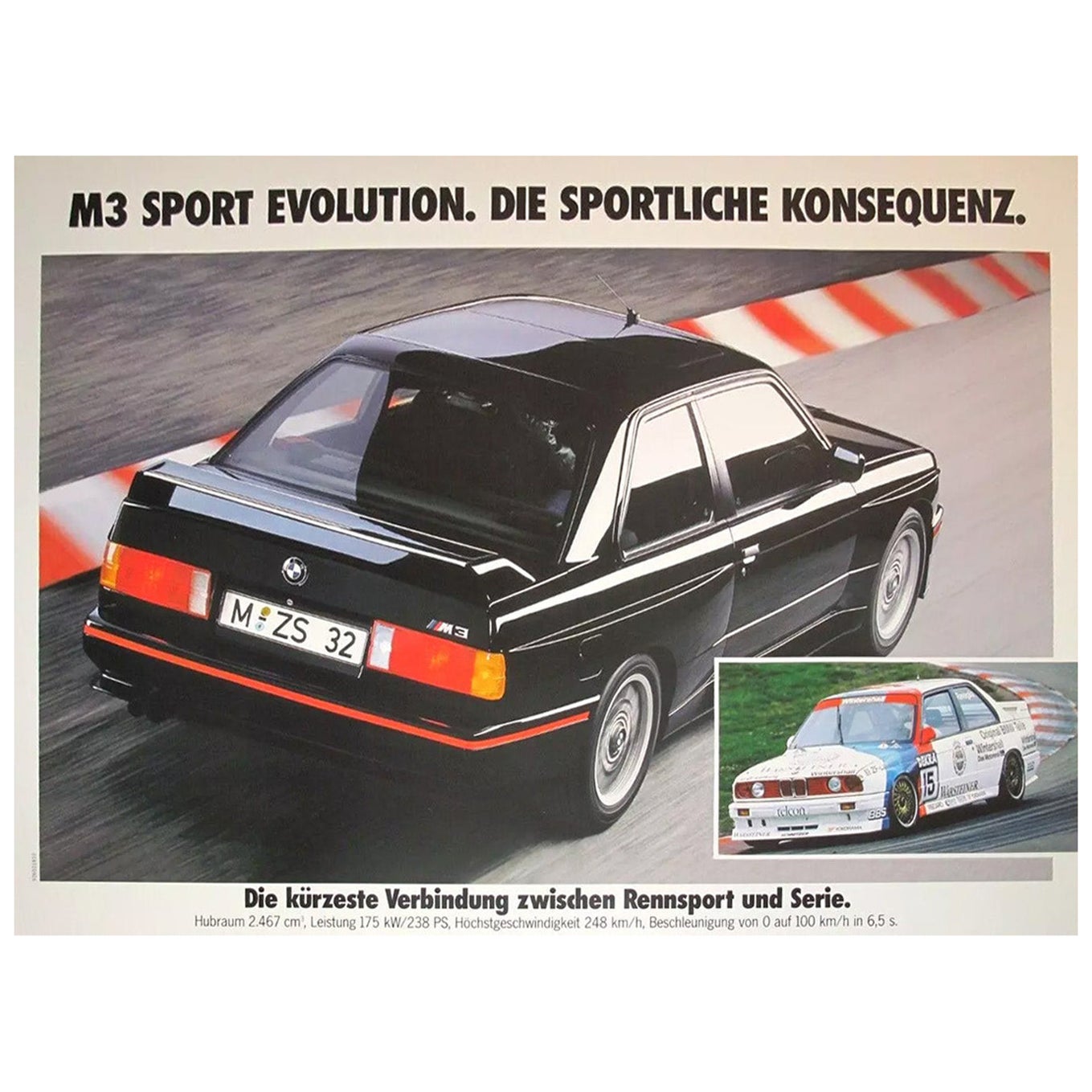 1989 BMW M3 Sport Evolution Poster d
epoca originale