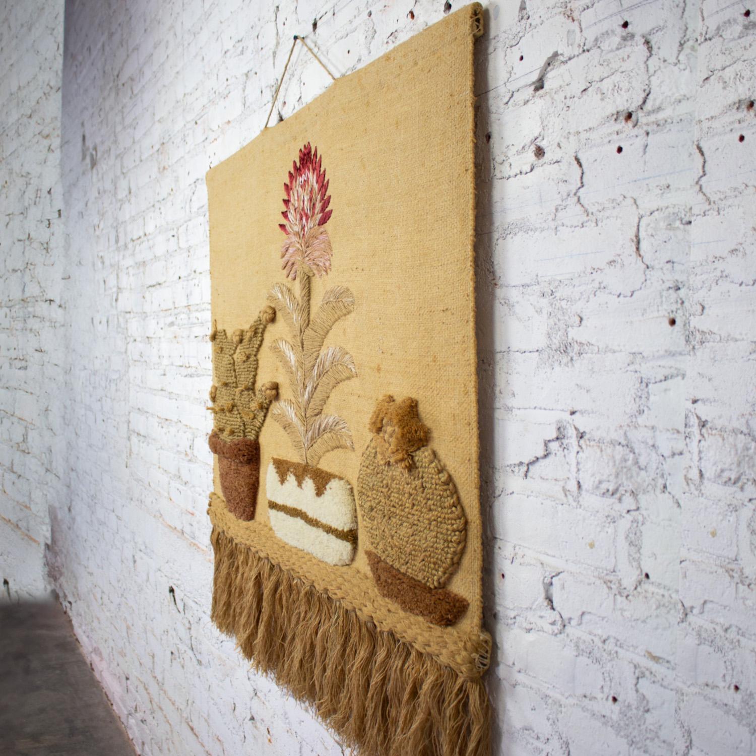 1989 Bohemian Macrame Textile I.C.A. Cactus Wall Hanging Style of Don Freedman For Sale 5