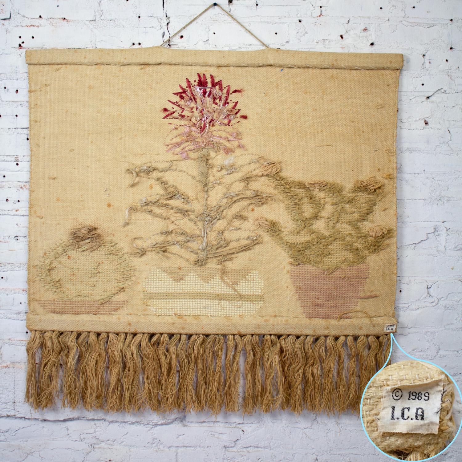1989 Bohemian Macrame Textile I.C.A. Cactus Wall Hanging Style of Don Freedman For Sale 6