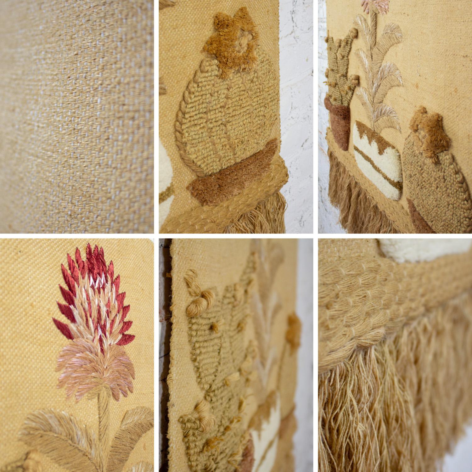 1989 Bohemian Macrame Textile I.C.A. Cactus Wall Hanging Style of Don Freedman For Sale 7