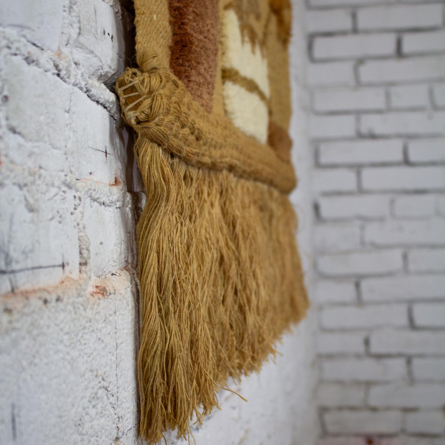 Late 20th Century 1989 Bohemian Macrame Textile I.C.A. Cactus Wall Hanging Style of Don Freedman For Sale