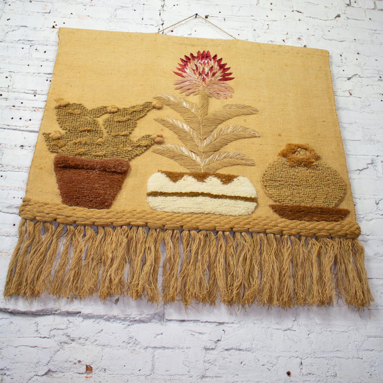 1989 Bohemian Macrame Textile I.C.A. Cactus Wall Hanging Style of Don Freedman For Sale 2