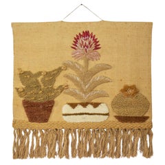 1989 Bohemian Macrame Textile I.C.A. Cactus Wall Hanging Style of Don Freedman