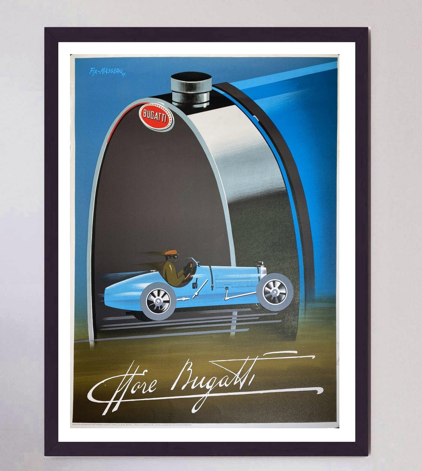 Fin du 20e siècle Affiche rétro originale de Bugatti, 1989