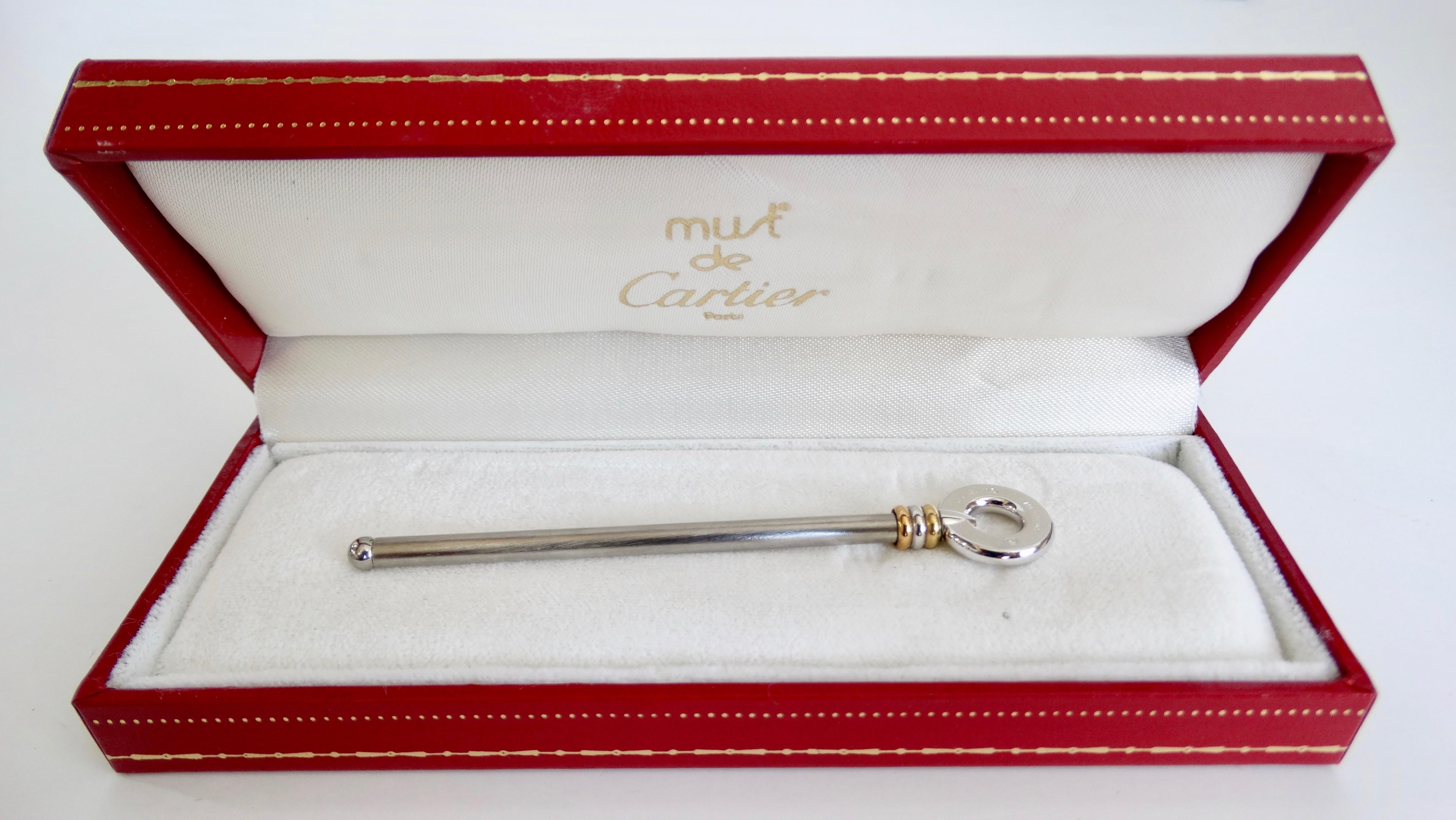 1989 Cartier Precious Metal Swizzle Stick  4