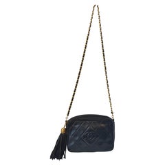 1989 Chanel black lamb leather 24kt gold plated hardware camera bag