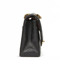 1989 Chanel Black Quilted Lambskin Vintage Medium Classic Double Flap Bag